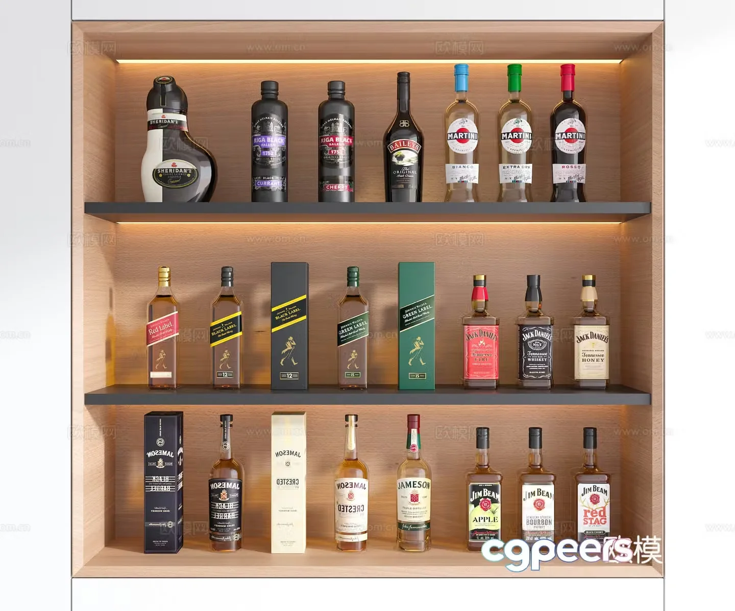 Modern wine cabinet wine wine food wine bottle 3d model