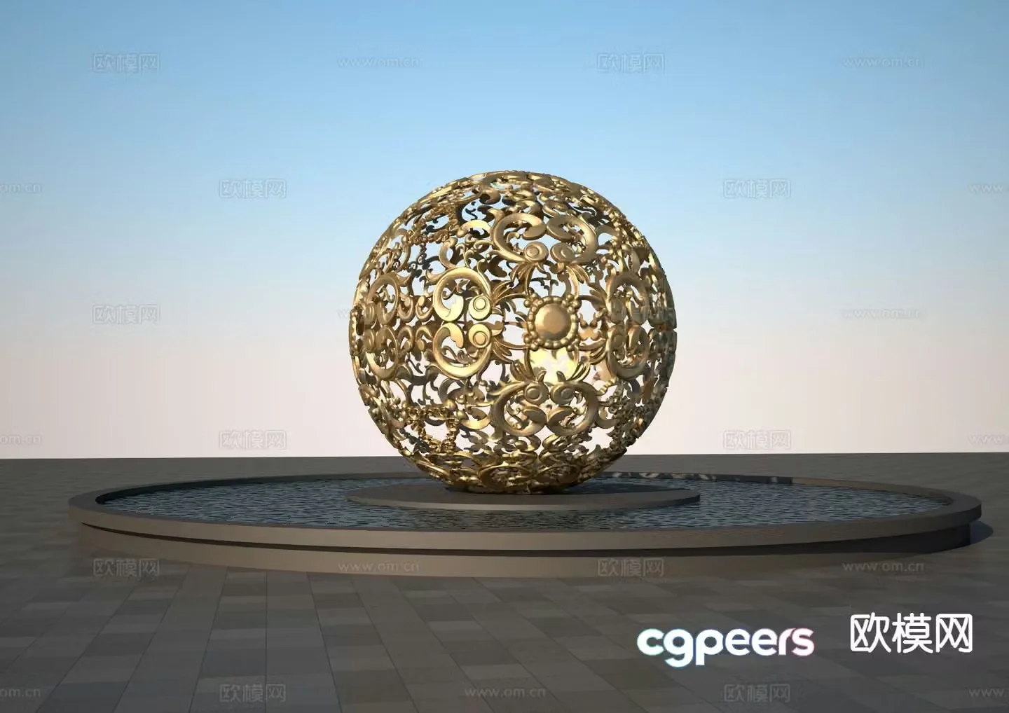 Hollow carved sculpture Feng Shui ball sculpture 3D model
