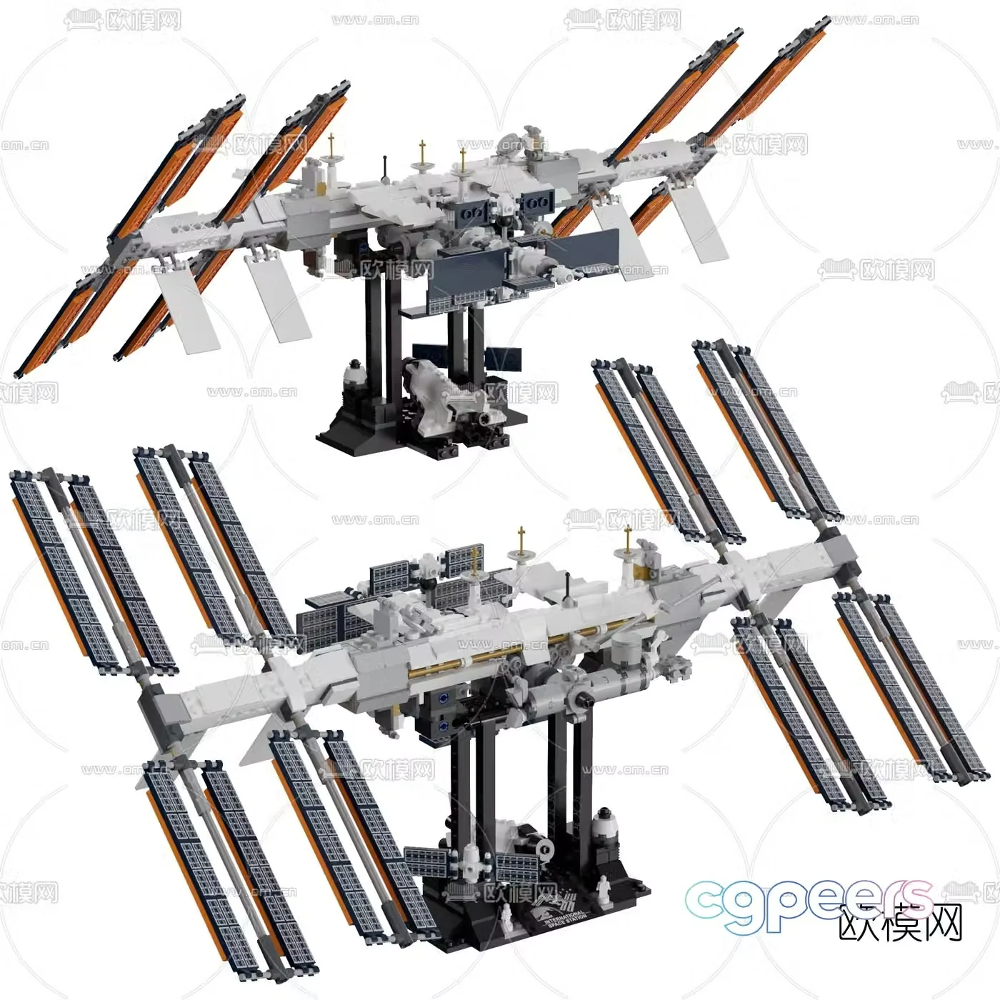 Modern building block international space station 3d model