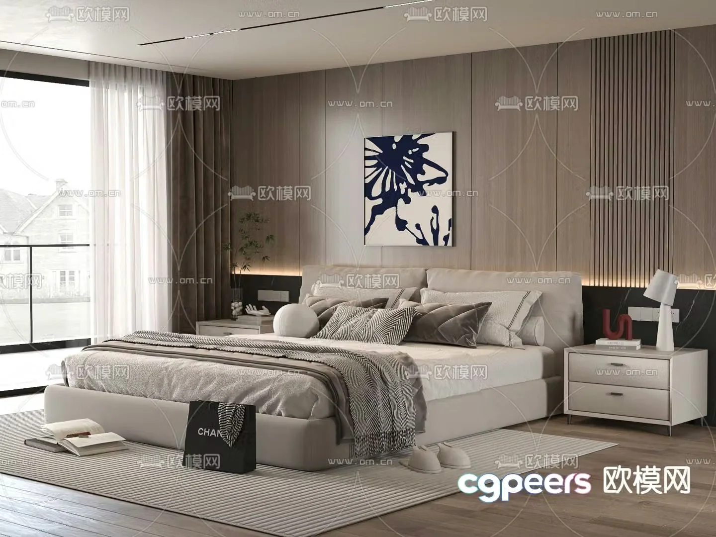 Minotti modern double bed 3d model