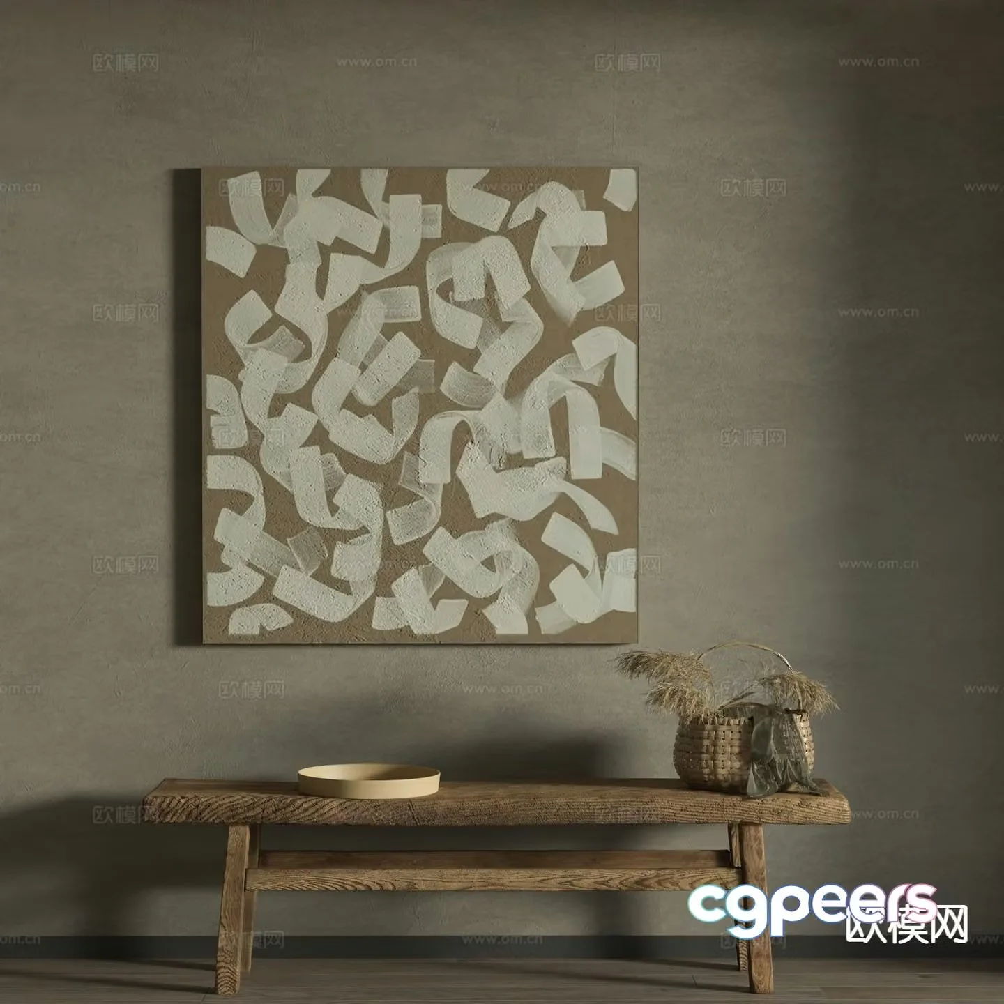Wabi-sabi art painting abstract painting decorative painting 3d model