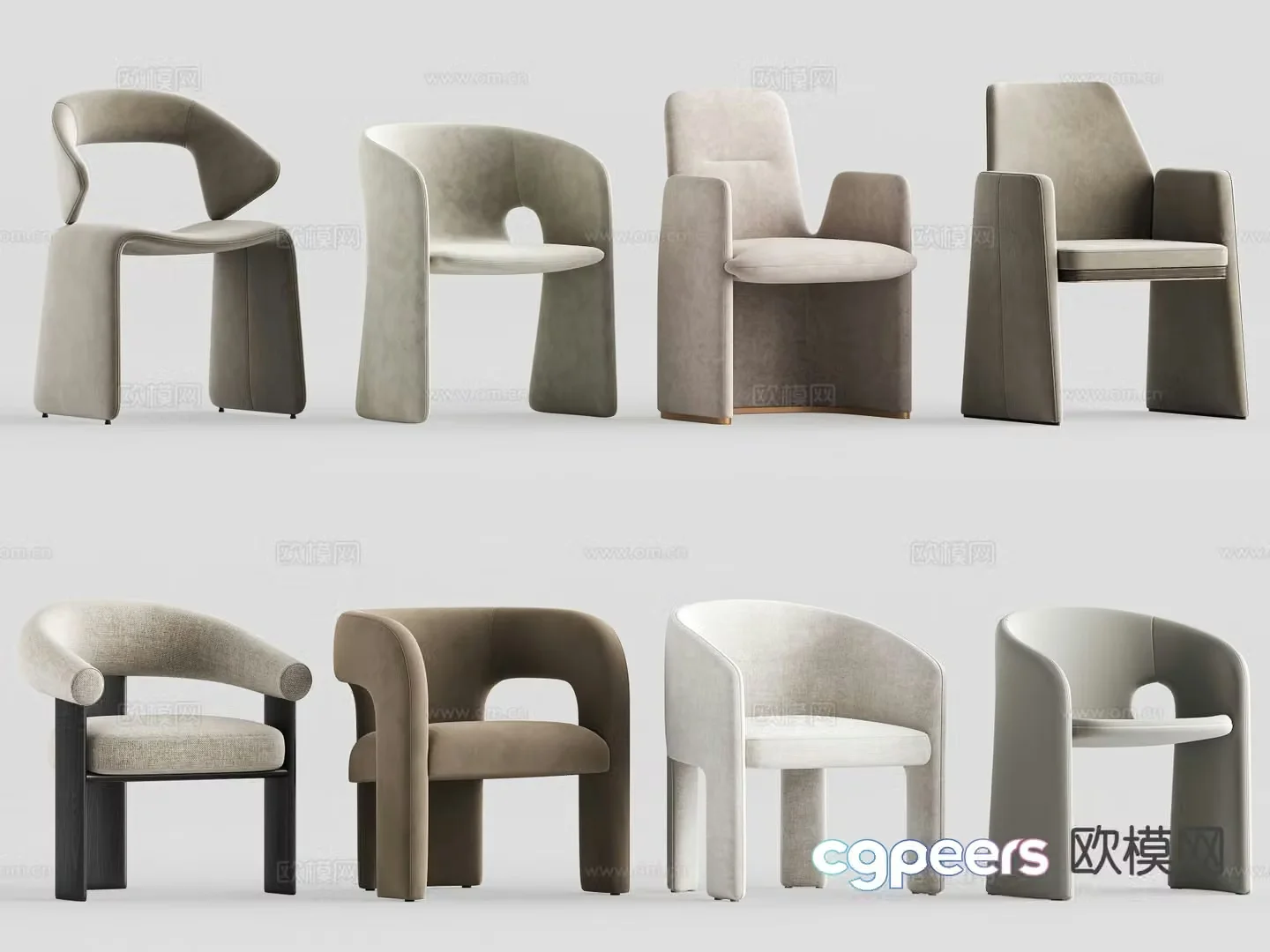 Cream style chair dining chair single chair 3d model