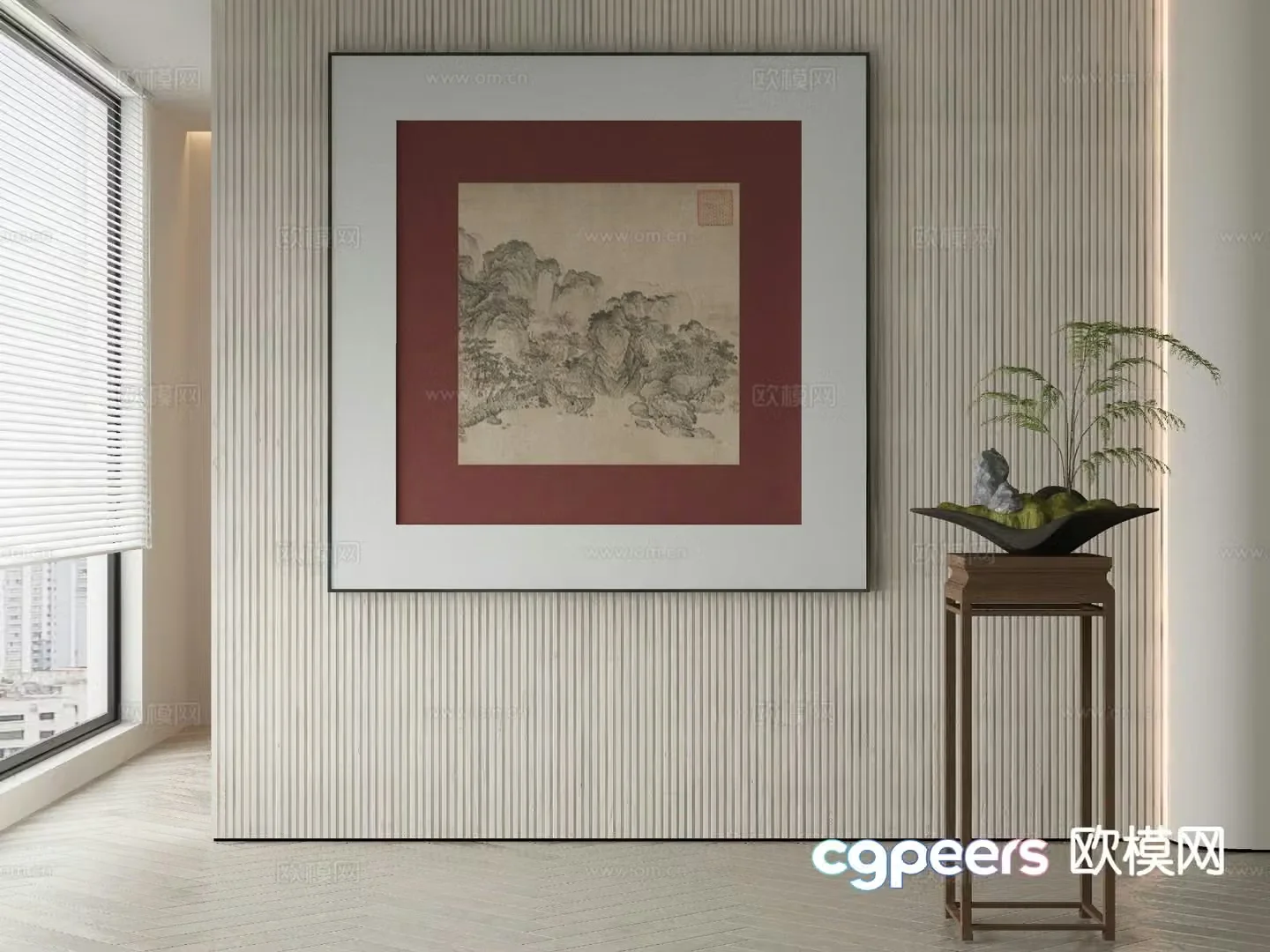 New Chinese style decorative painting ancient painting Zen hanging painting 3D model