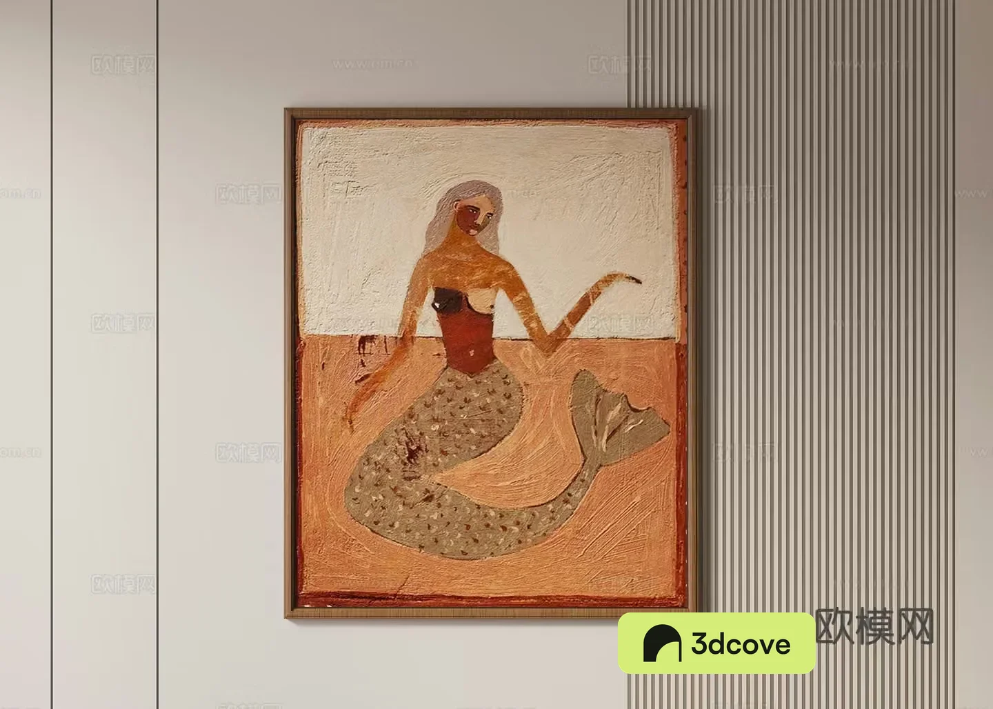 Middle-aged style hanging paintings Mermaid hanging paintings Oil paintings 3D model