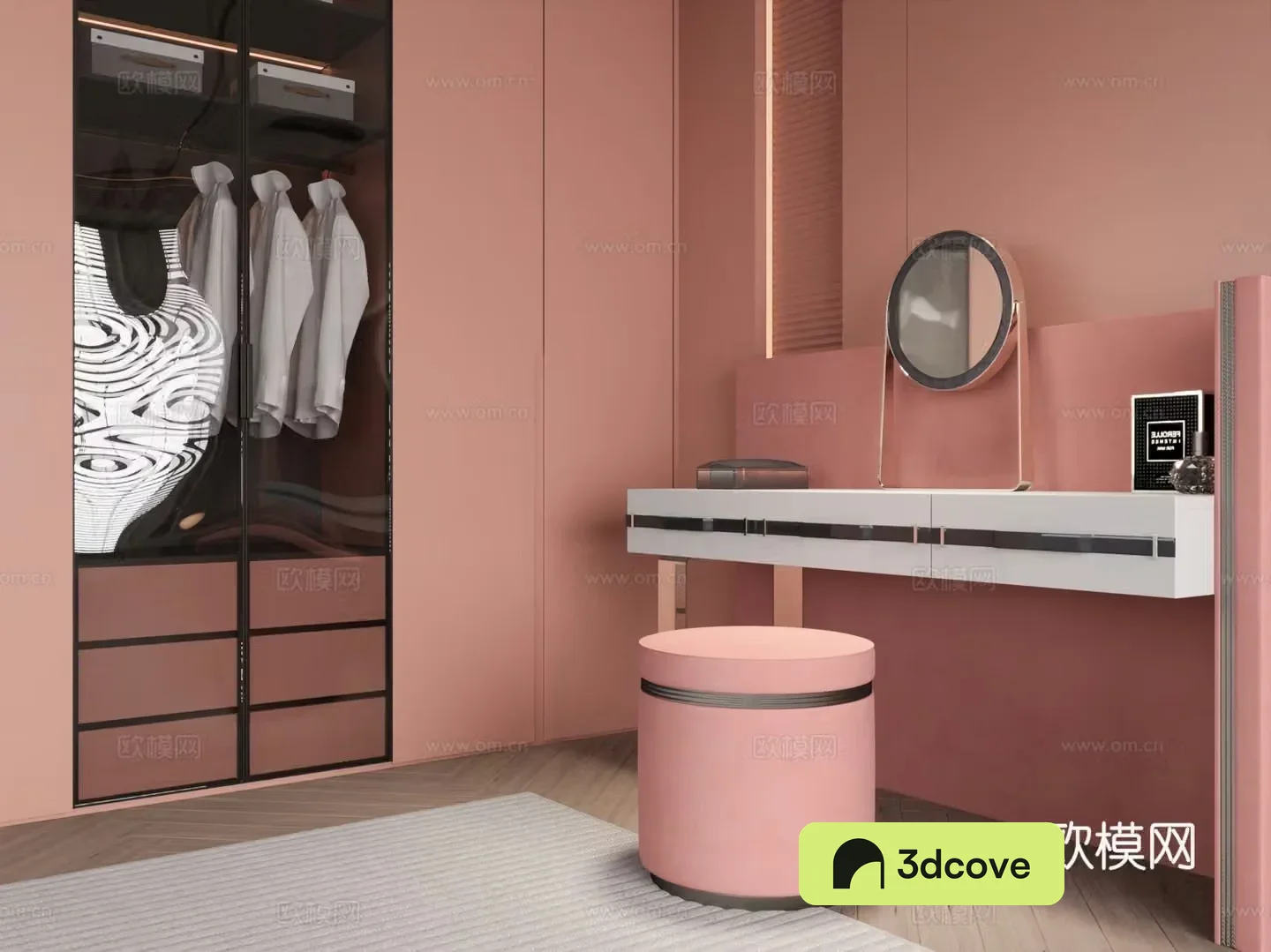 Modern cloakroom L-shaped cloakroom dressing table