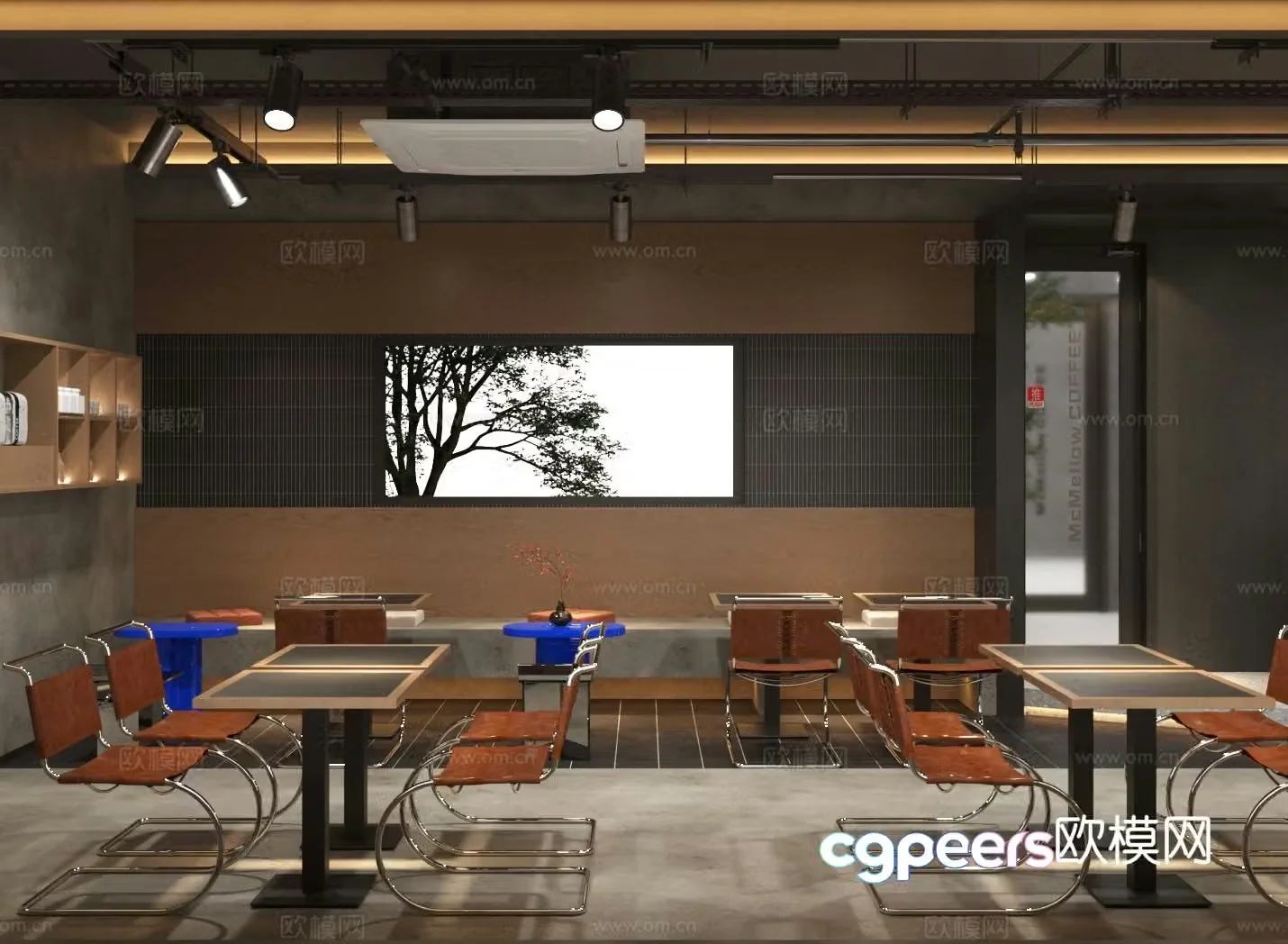 Modern milk tea shop 3D model of card holder area