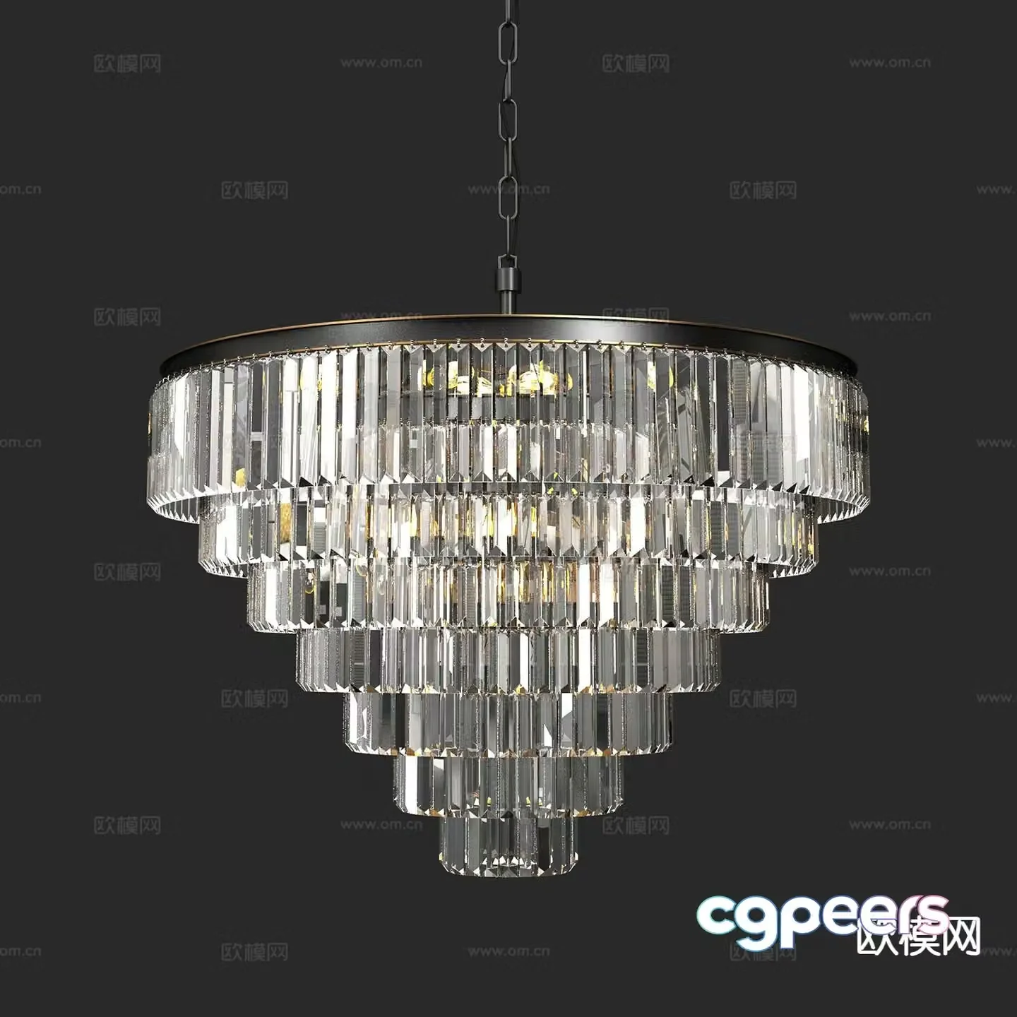 Multi-layer crystal chandelier 3d model