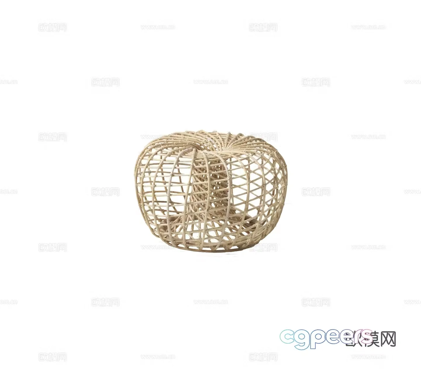 Modern outdoor courtyard garden terrace furniture single chair rattan chair bamboo woven chair special rattan woven 3D model