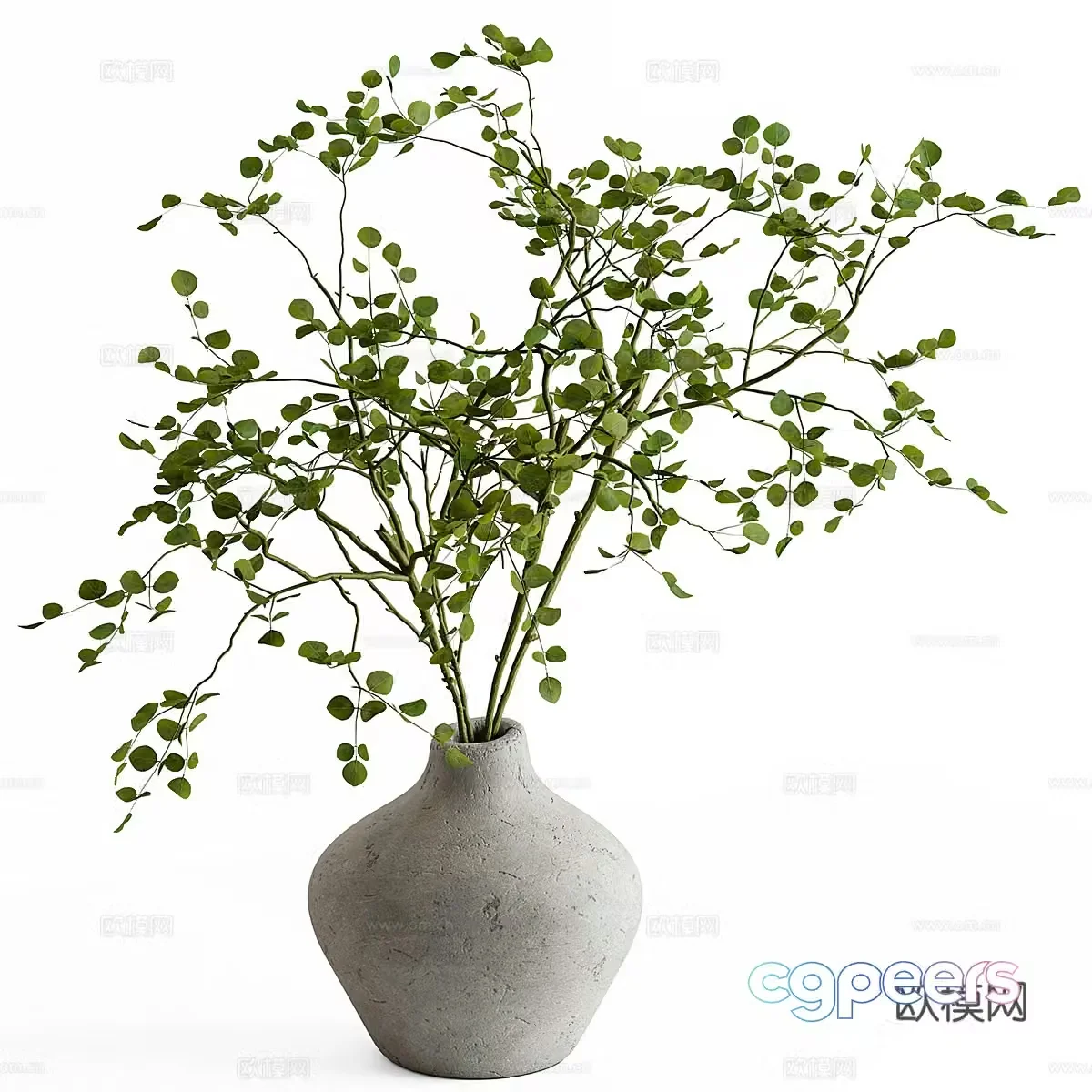 Green plant ornaments Decorative ornaments Vase Vase Flower Arrangement Retro Vase Stone Vase 3D Model