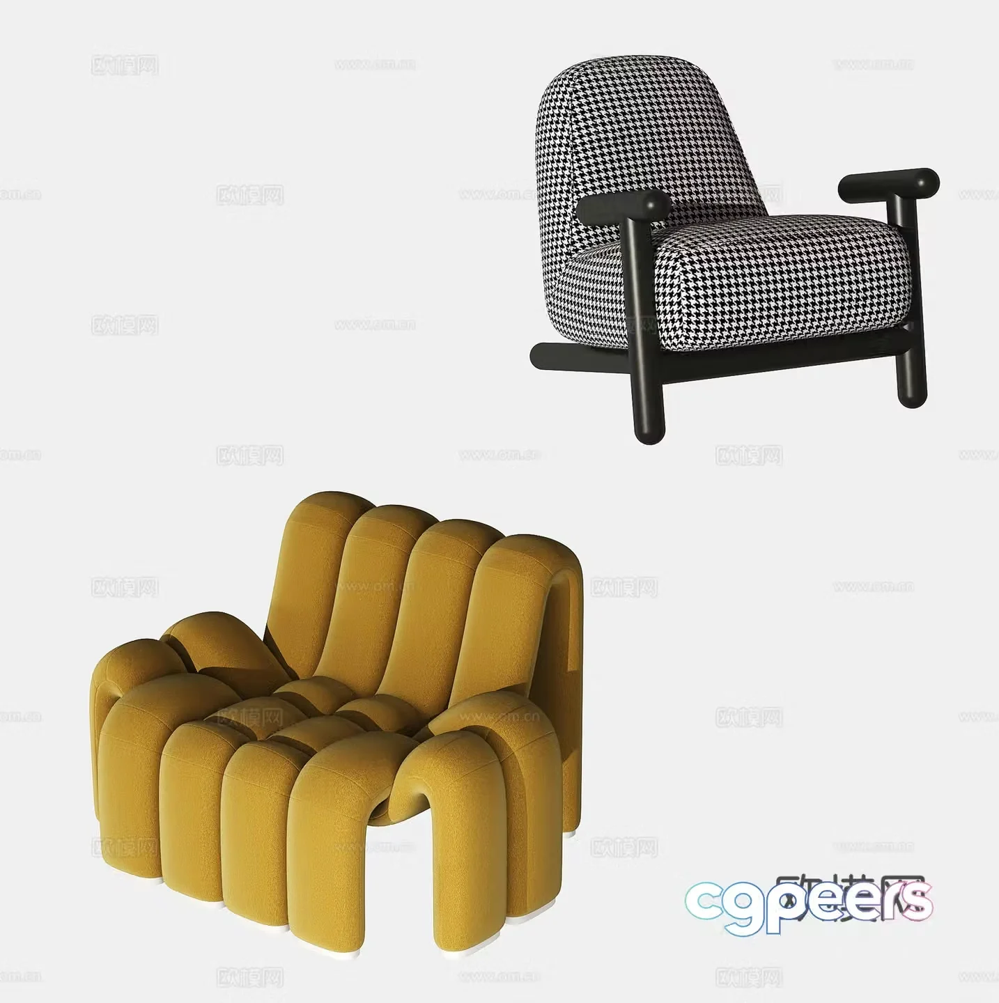 Modern casual sofa single sofa lazy sofa combination 3d model