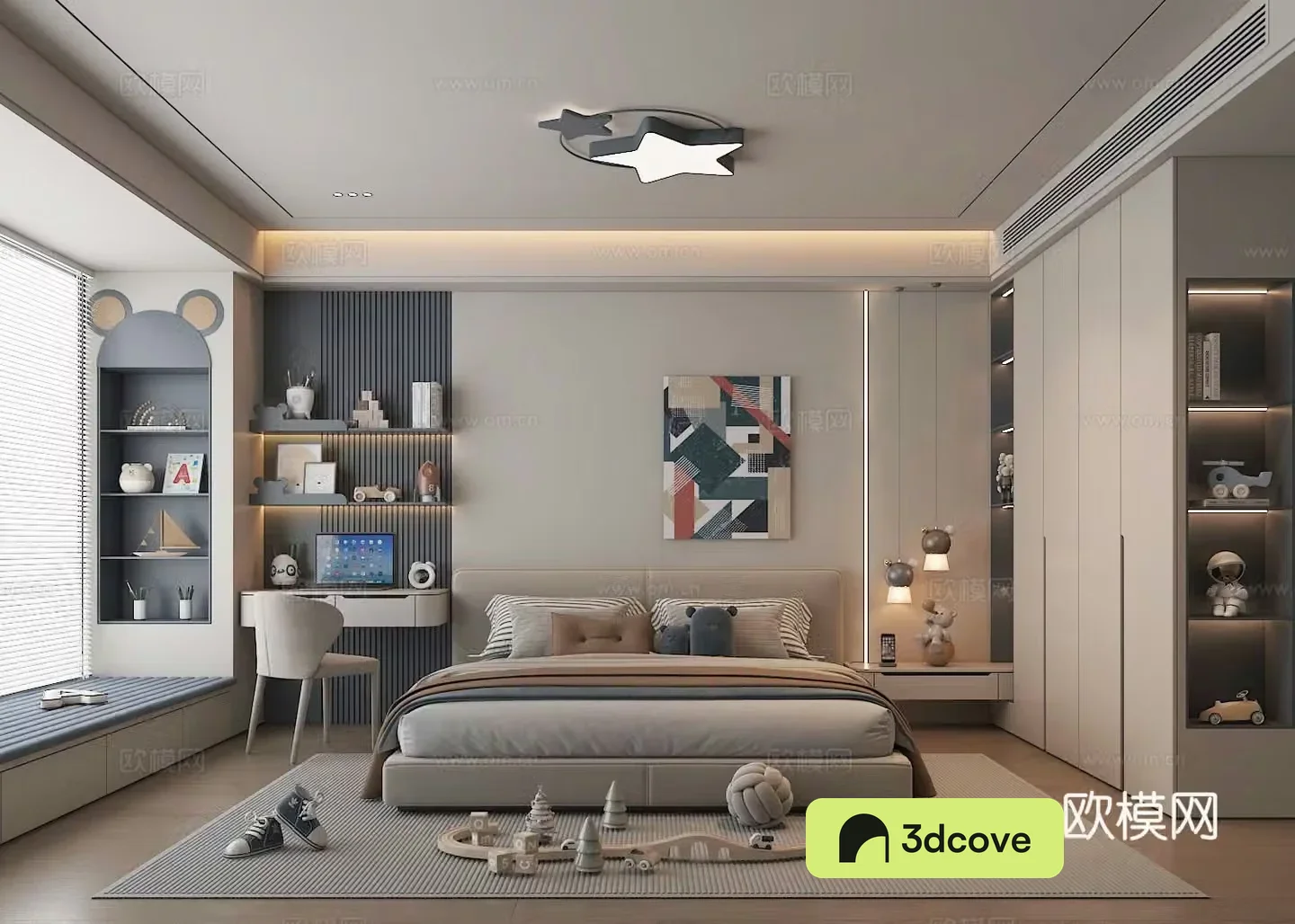 Modern boy room 3d model