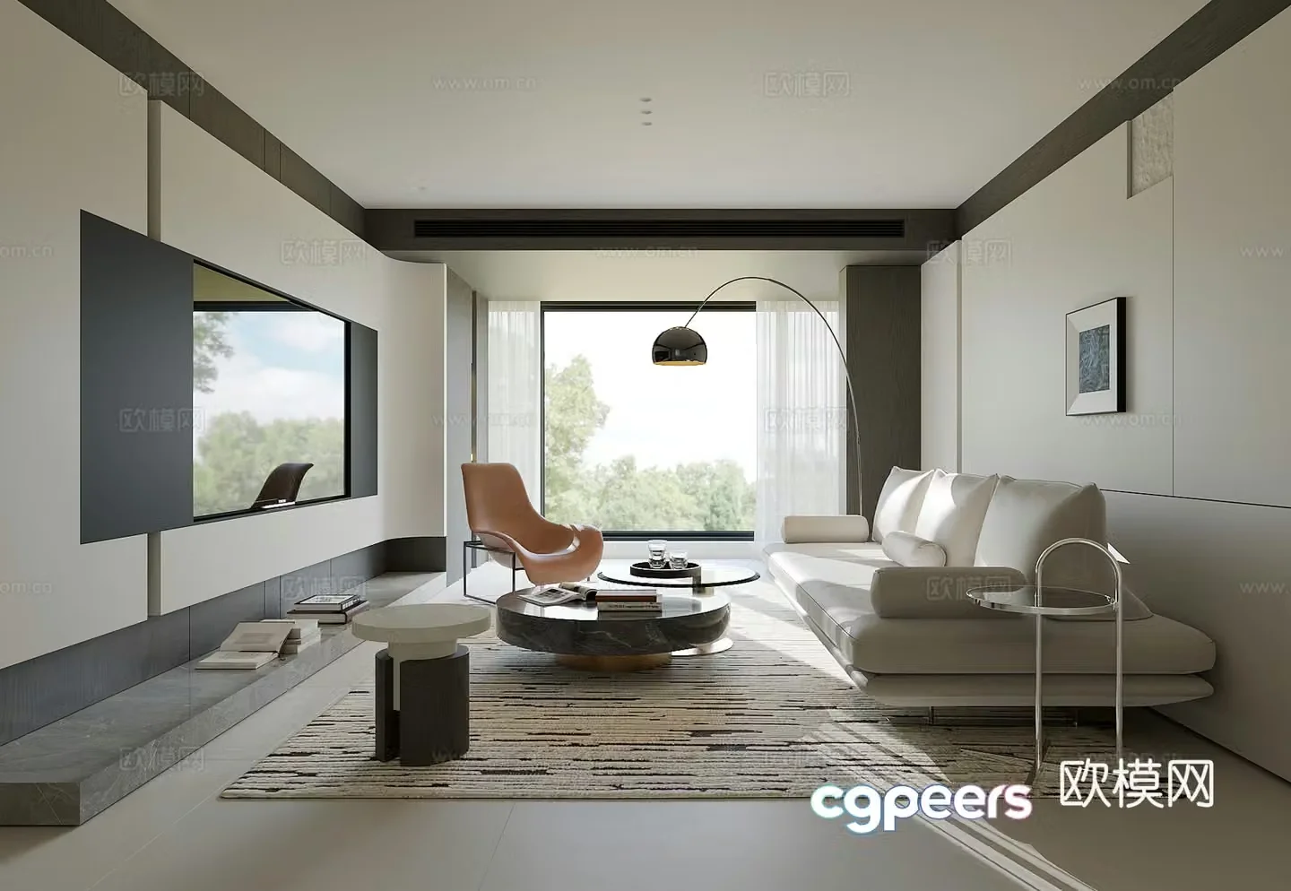Modern home living room 3d model