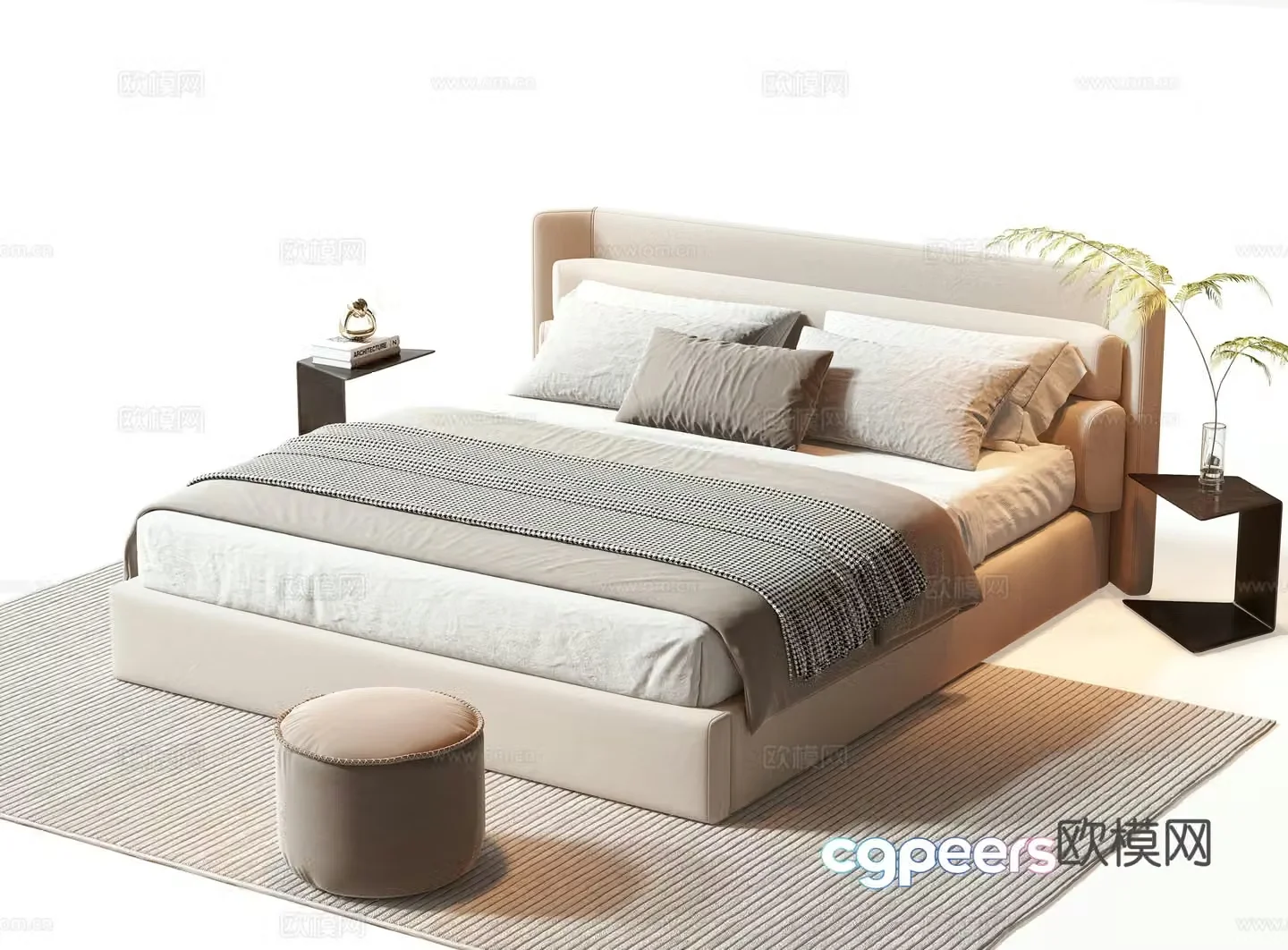 Minotti modern double bed 3d model