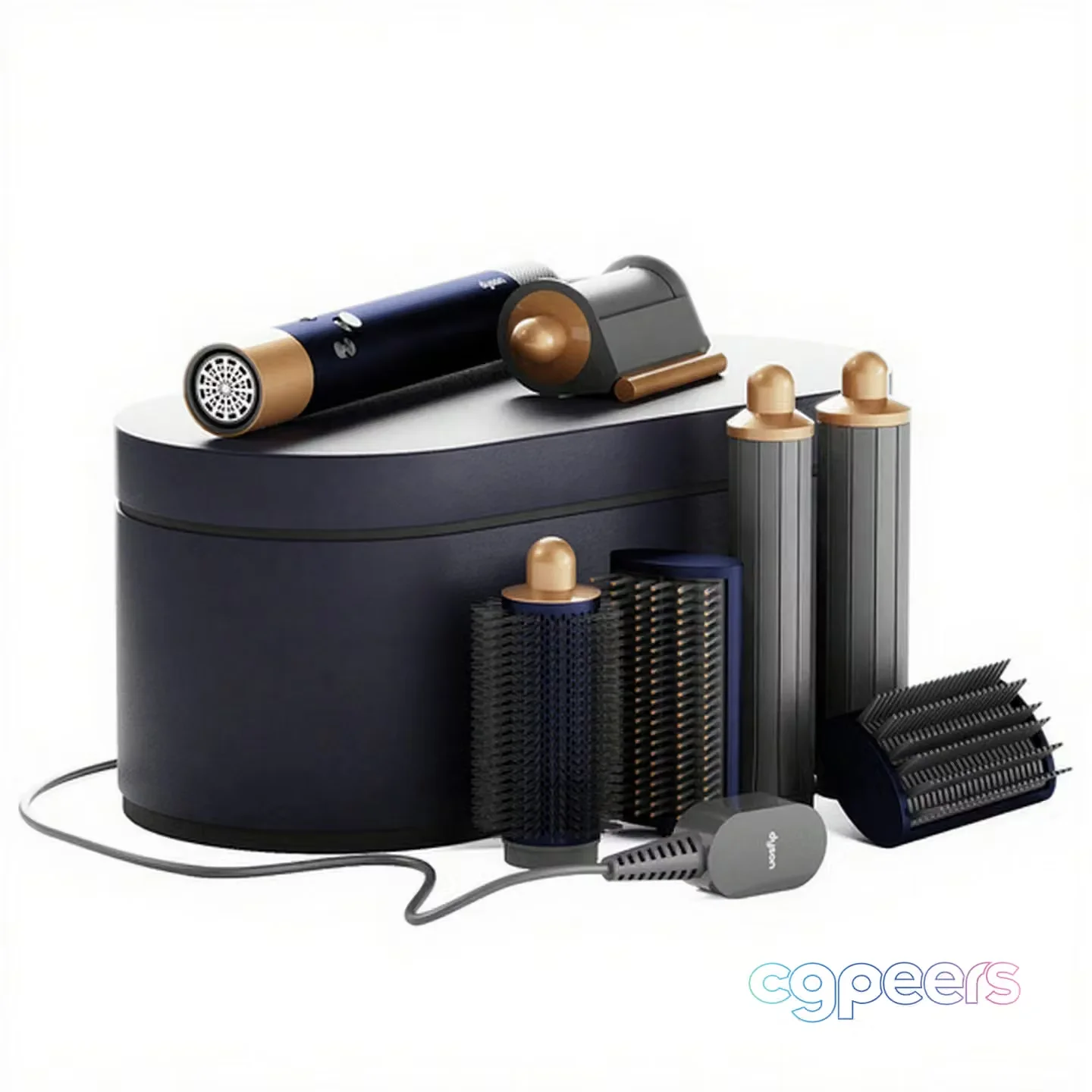 This Image Features A Dyson Hair Dryer And Its Attachments 3D Model – 3631 – CORONA Render