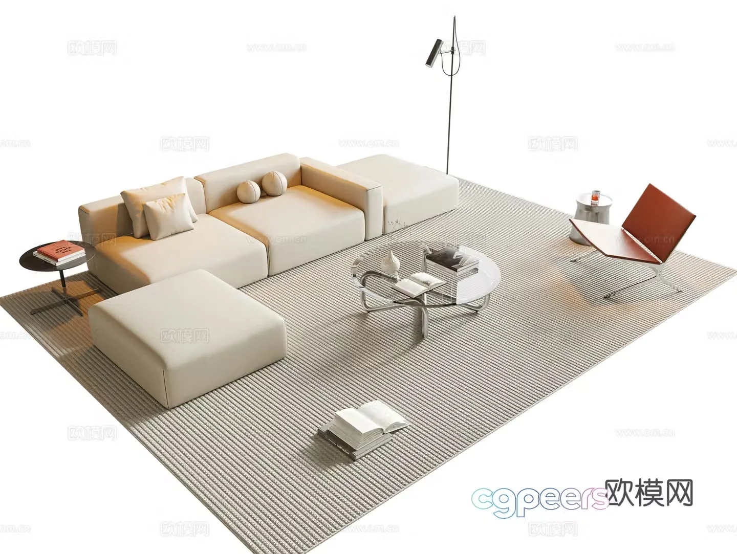 Cream style modular sofa 3d model