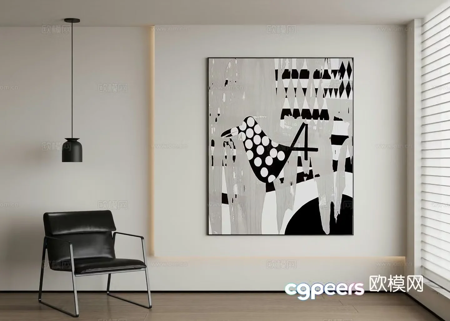 Modern abstract painting decorative painting 3d model