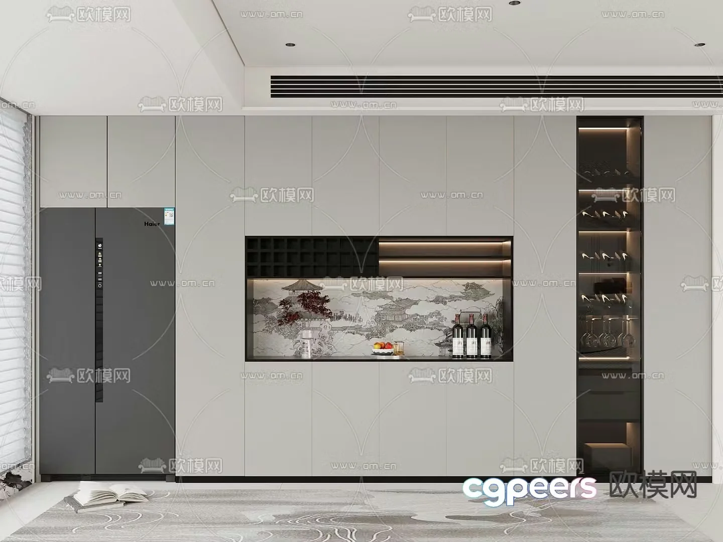 New Chinese style wine cabinet sideboard 3D model