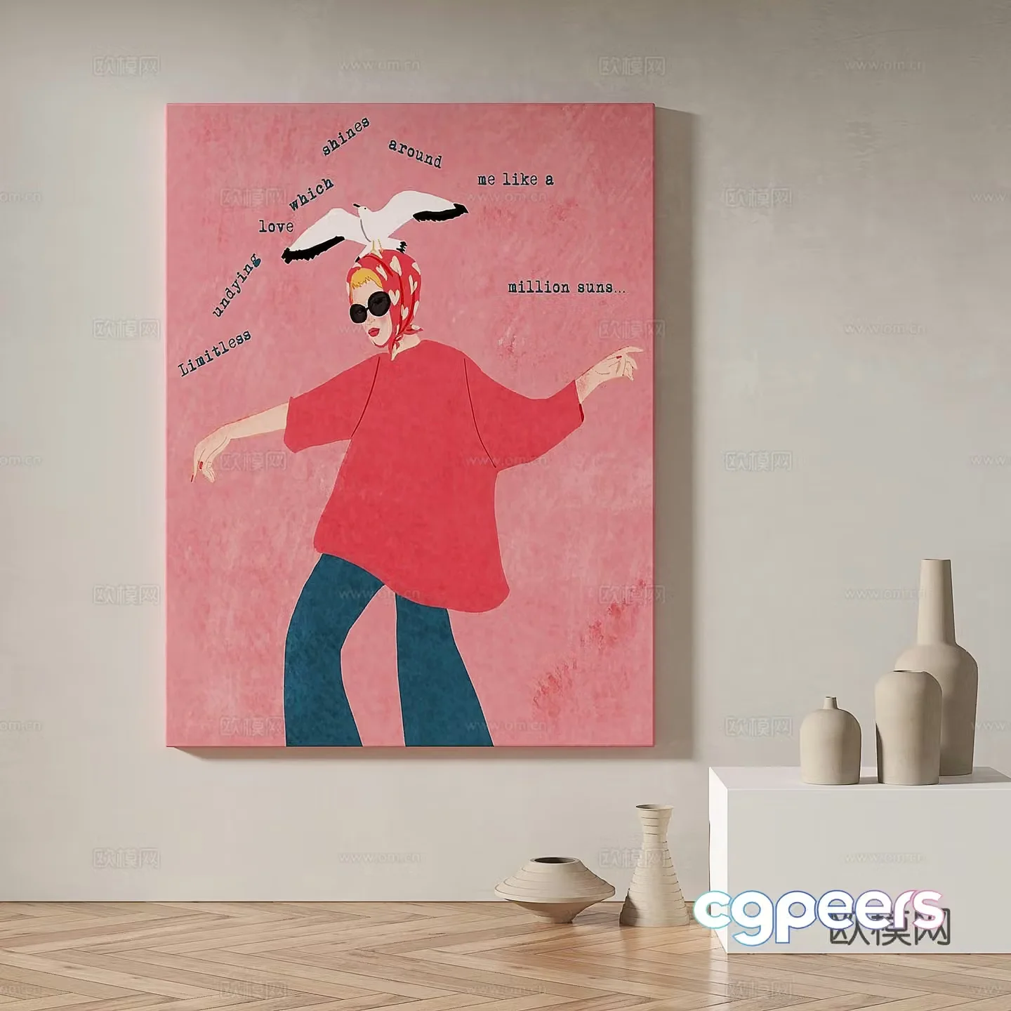 Modern minimalist abstract decorative painting 3d model