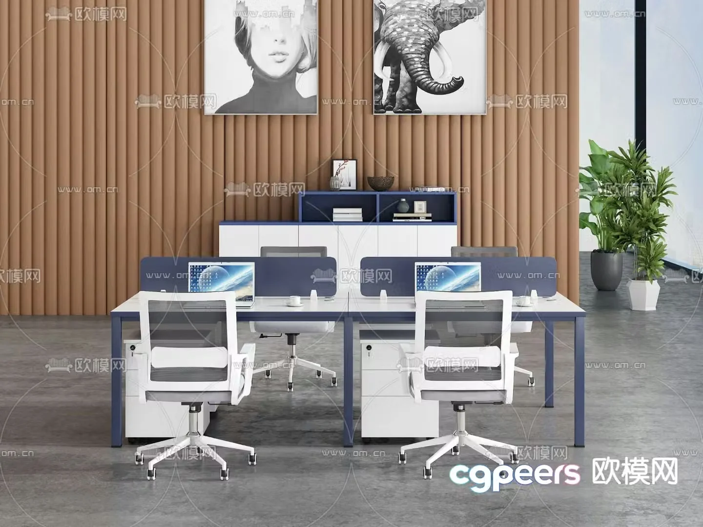 Card space desk workstation 3D model