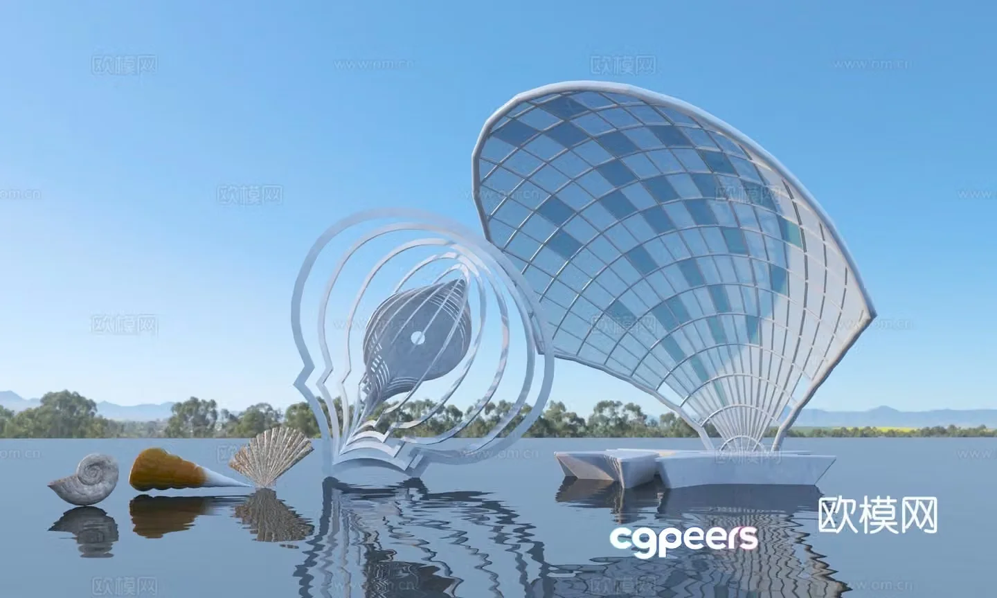 Modern minimalist sculpture sketch 3d model