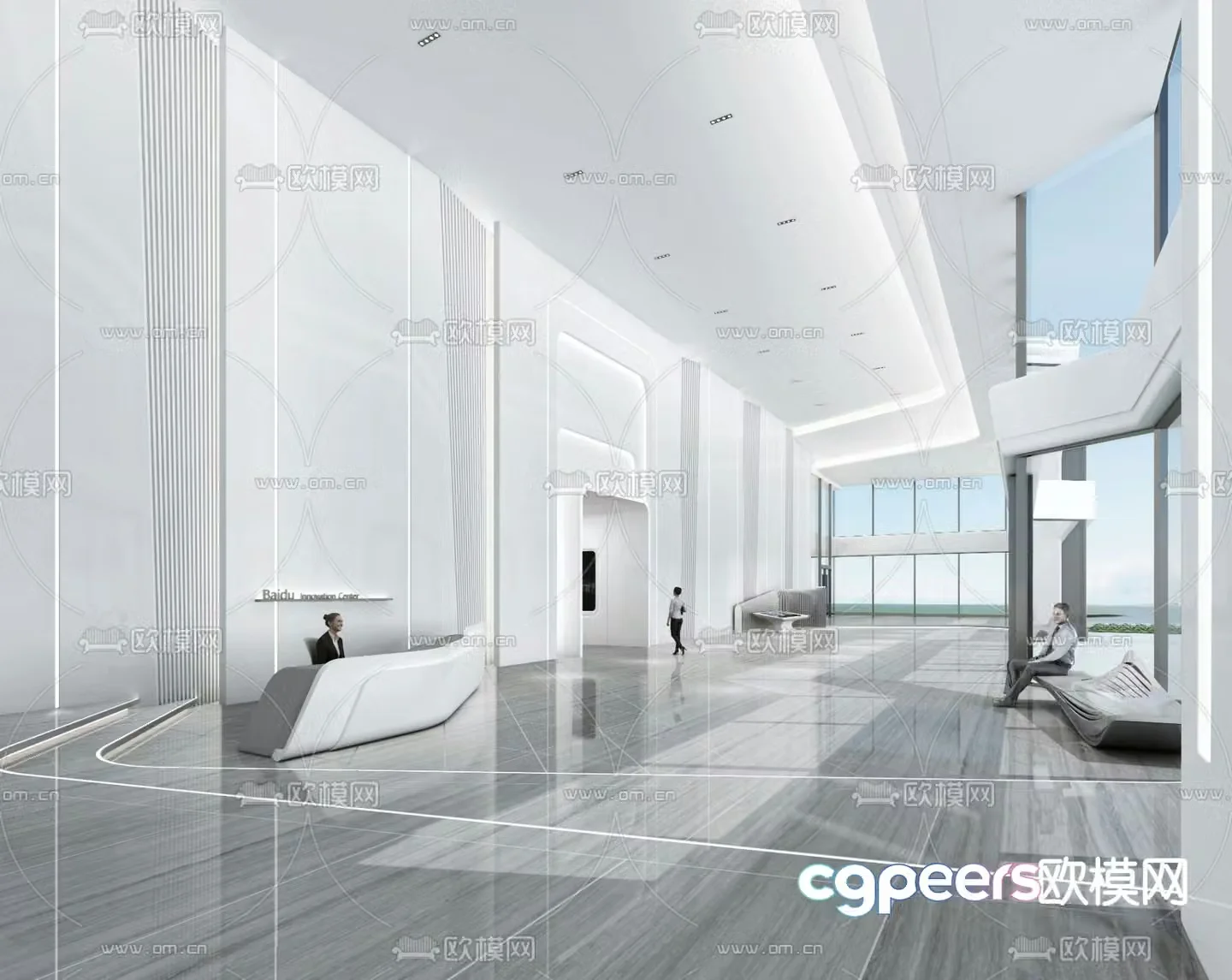Office lobby office building lobby 3d model