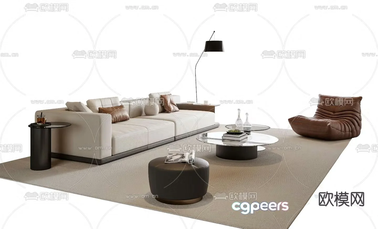 Modern sectional sofa 3d model