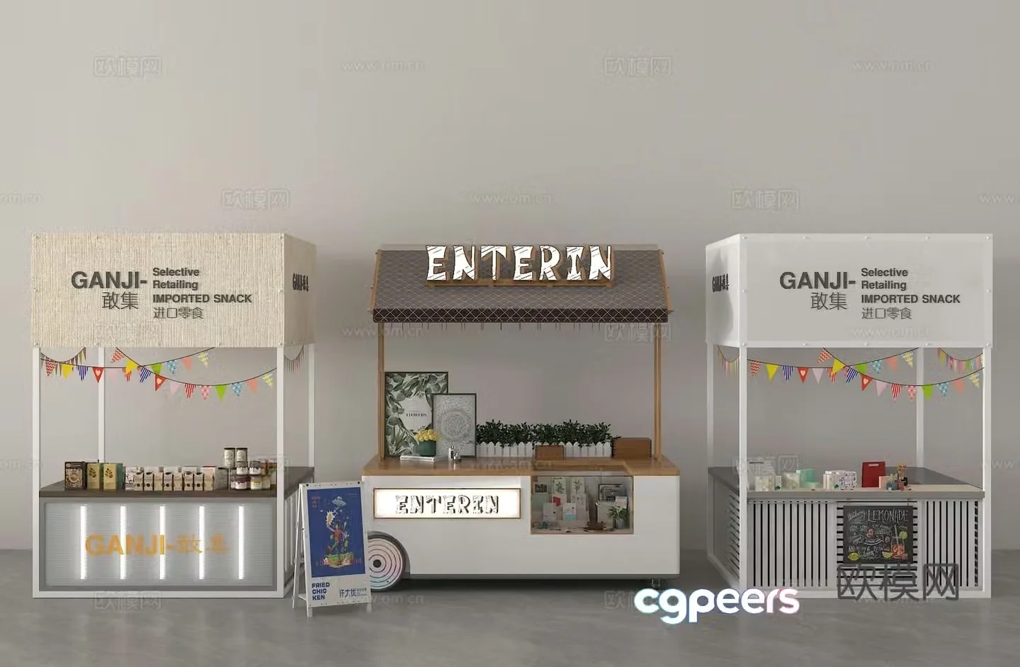 Commercial stall food stall 3d model