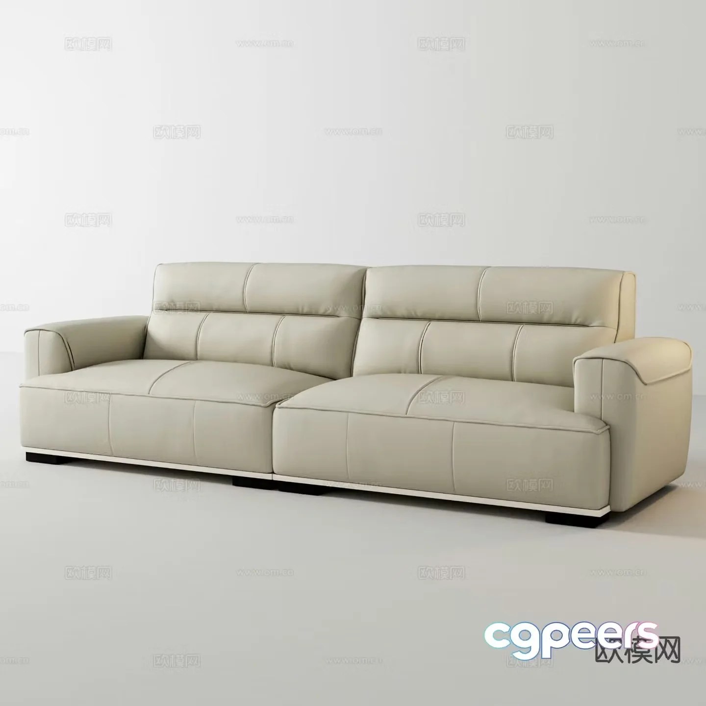 Italian double sofa tofu block sofa 3d model