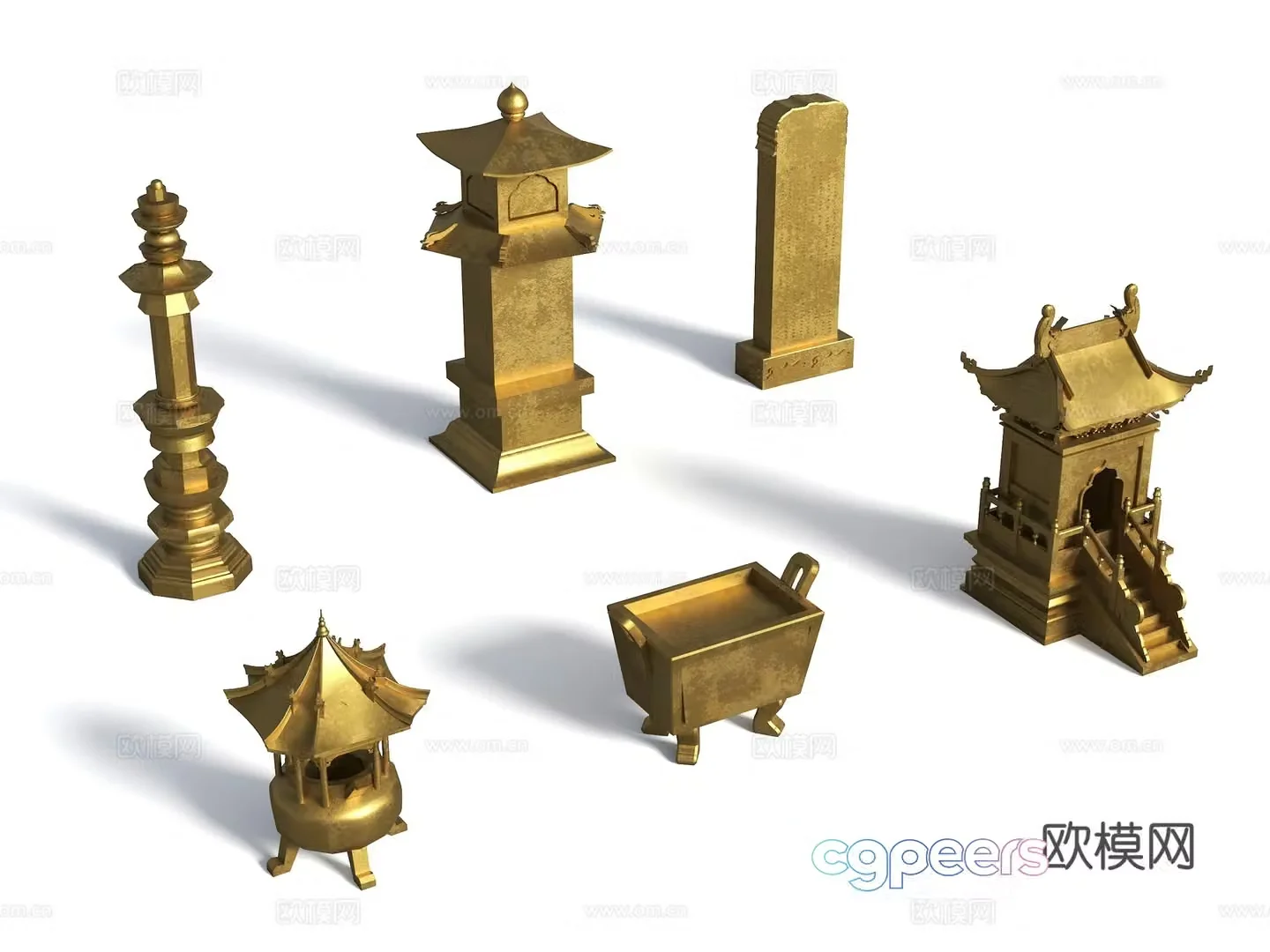 Chinese style talin Tongding Incense Burner Land Temple Jingzhong Jintu Pagoda Chinese style pagoda ancient pagoda 3D model