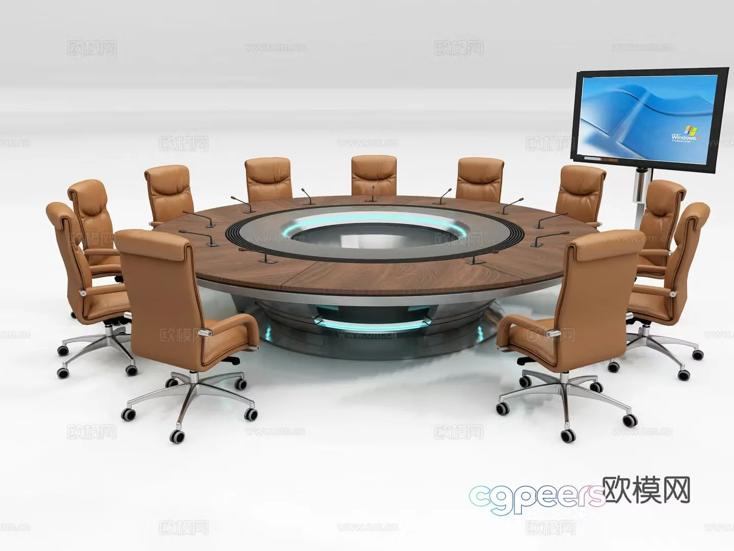 Modern circular conference table 3d model