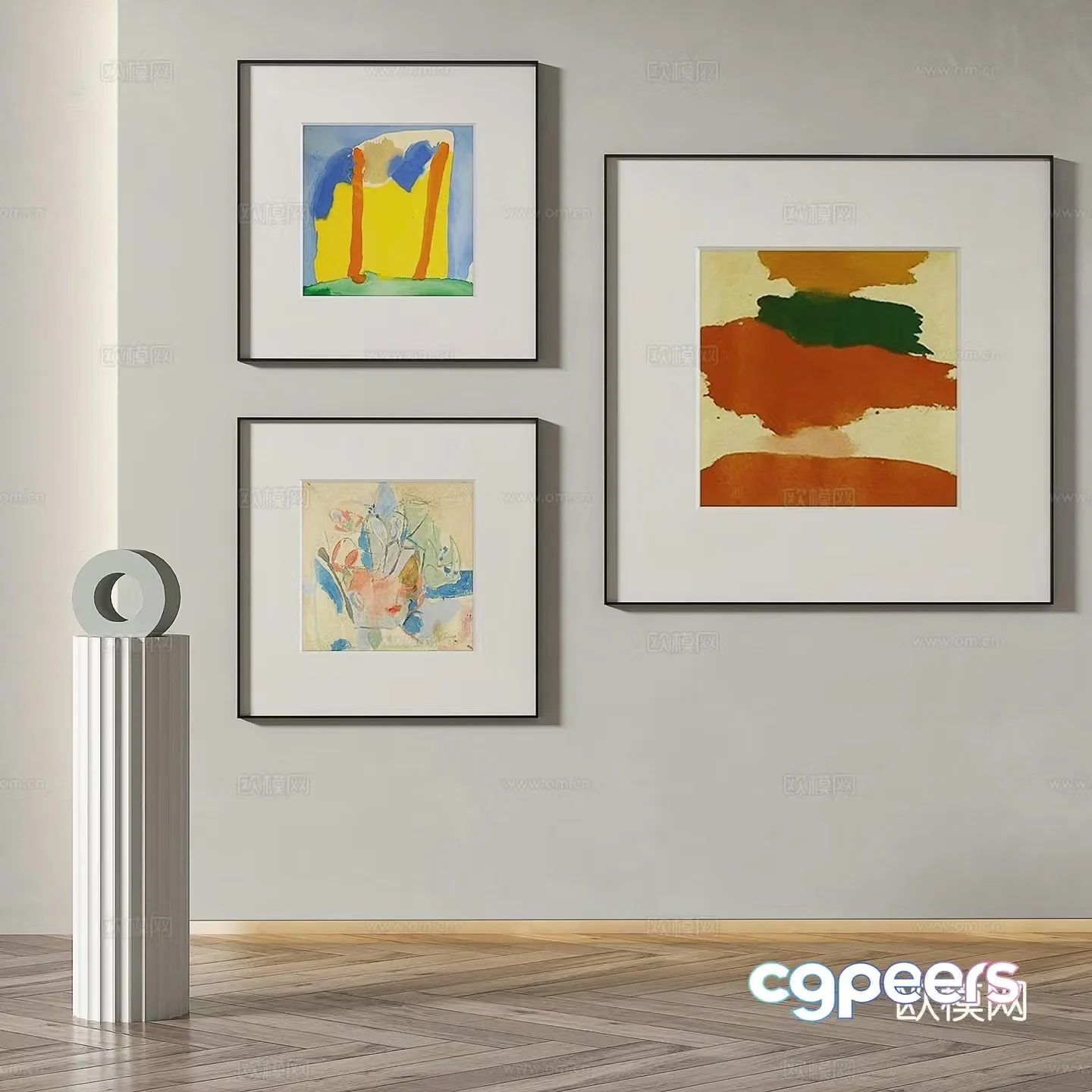 Modern minimalist abstract decorative painting 3d model