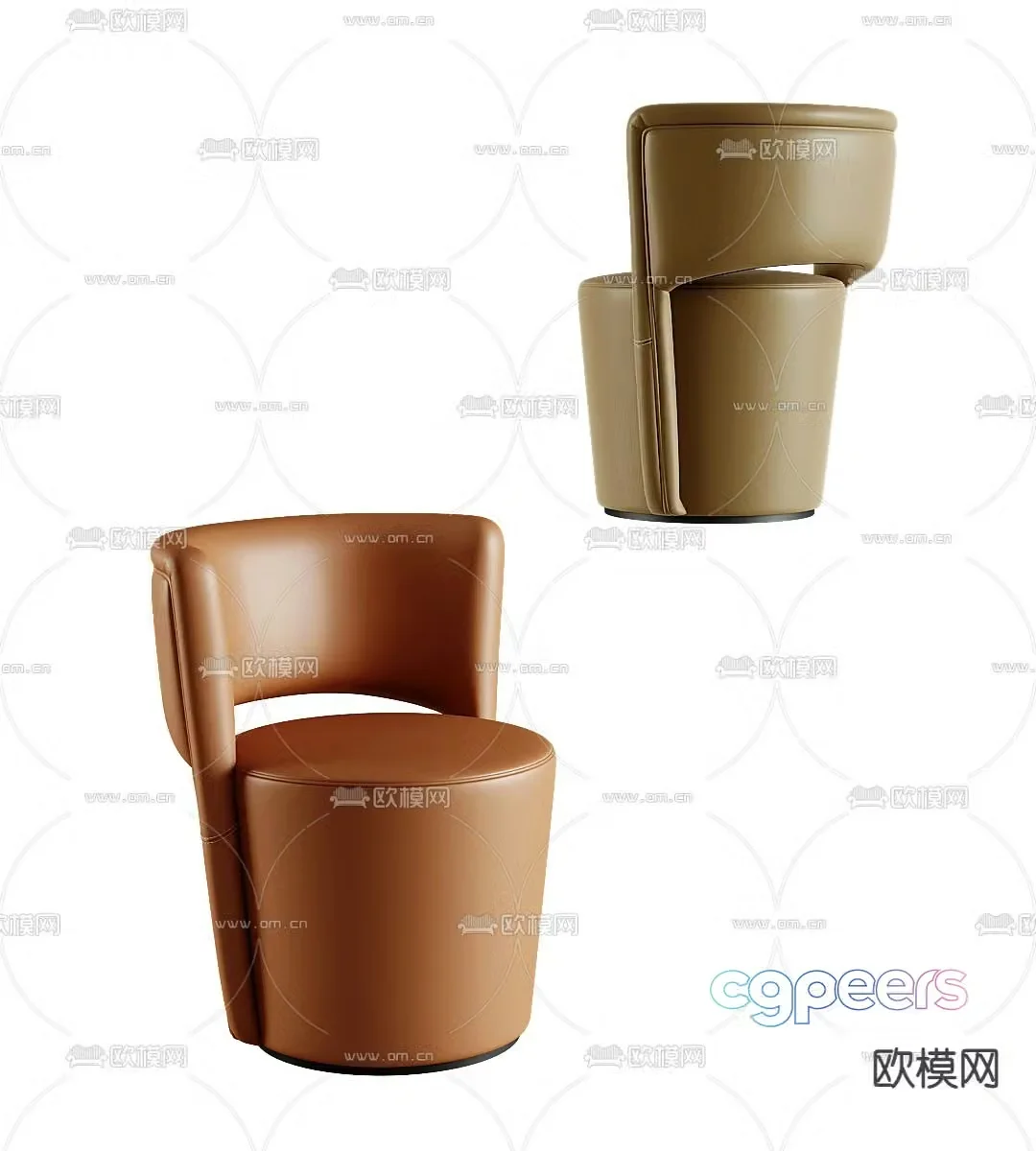 Modern single sofa leather sofa 3d model