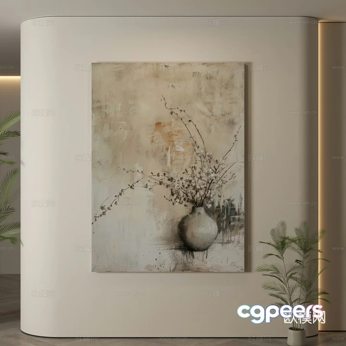 Modern hanging paintings Wasabi wind hanging paintings texture paintings abstract paintings decorative paintings 3D model