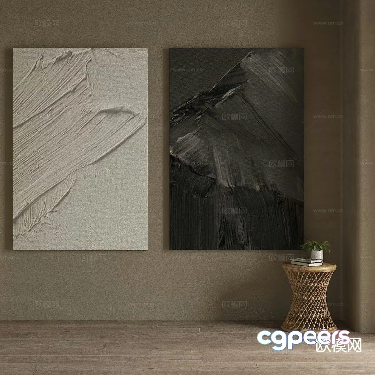 Wabi-sabi decorative painting texture painting 3d model