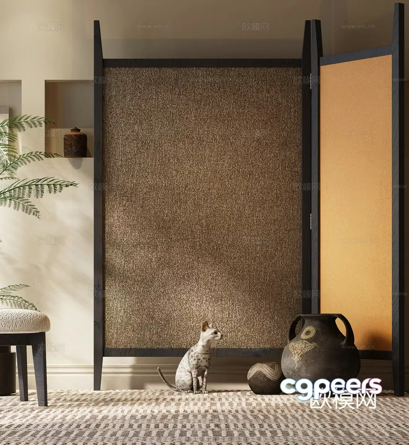 New Chinese-style screen Song’s aesthetic screen 3D model