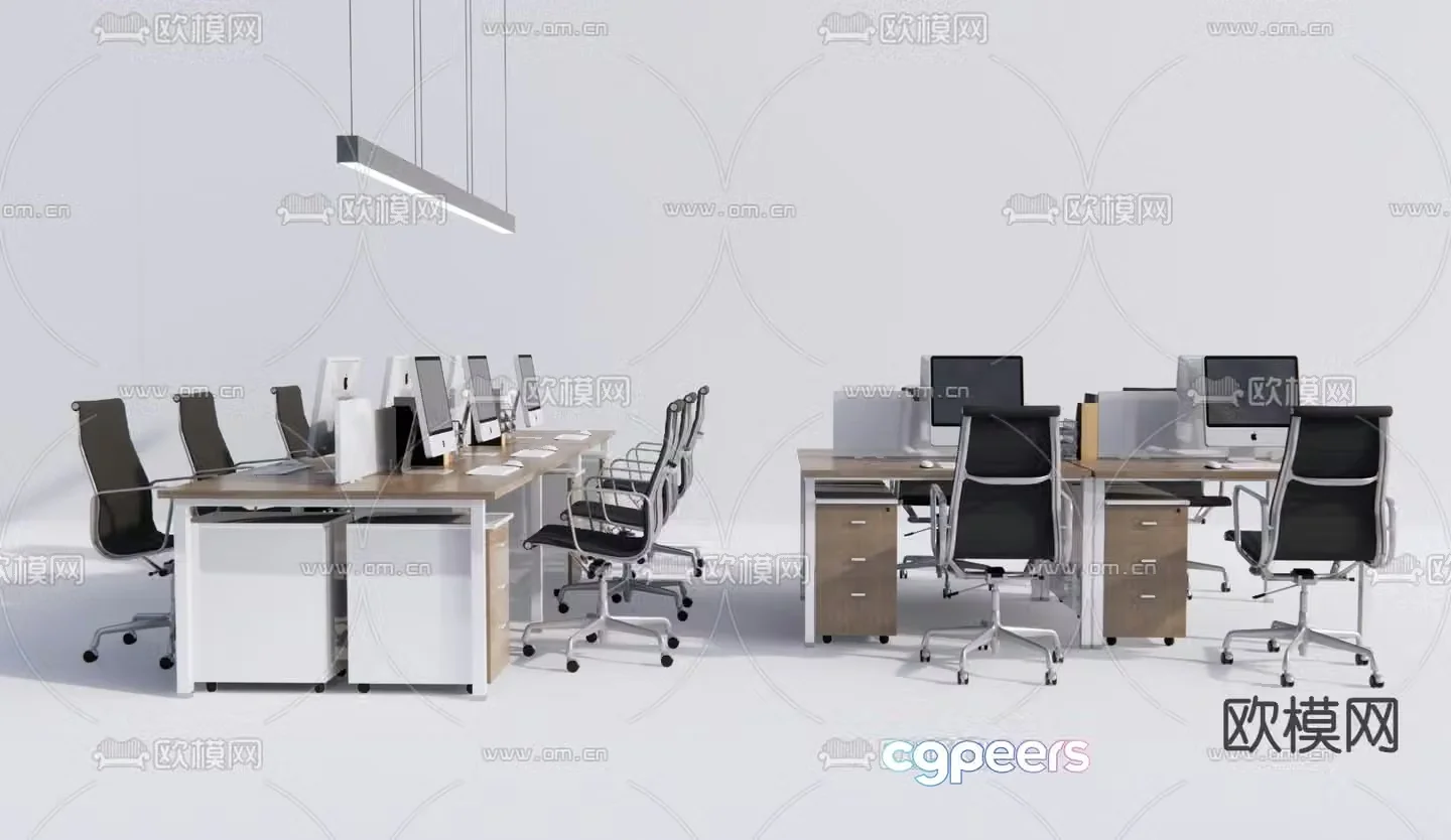 Office desk and chair screen card 3d model