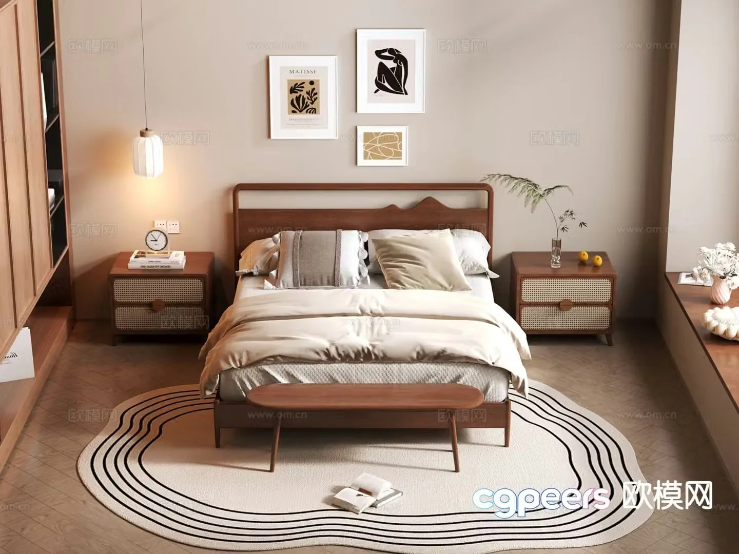 Medieval style double bed 3d model