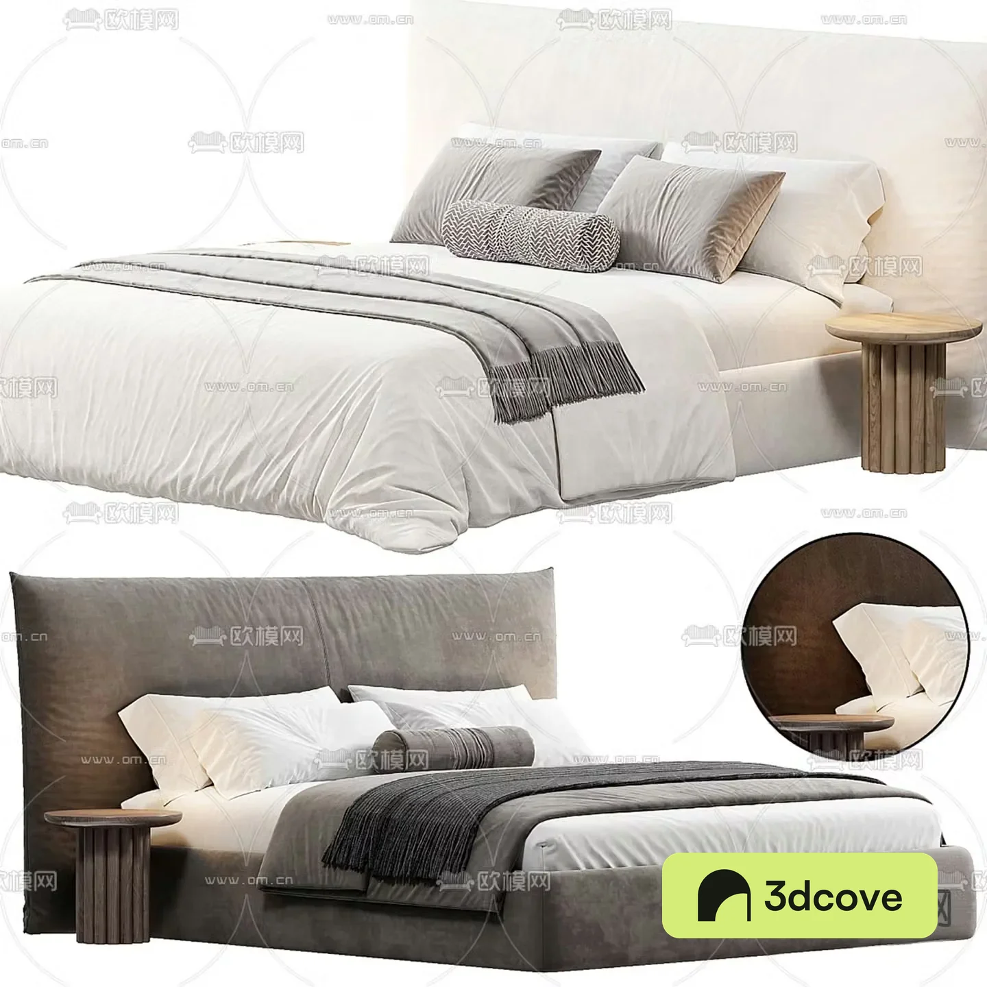 Oneandhome fabric double bed