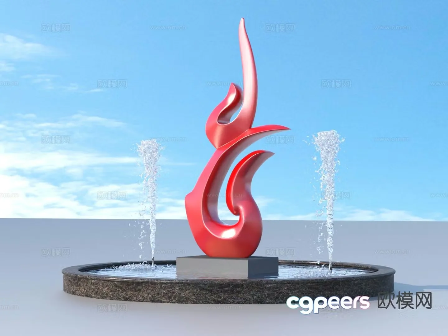 urban sculpture waterscape landscape sculpture 3d model