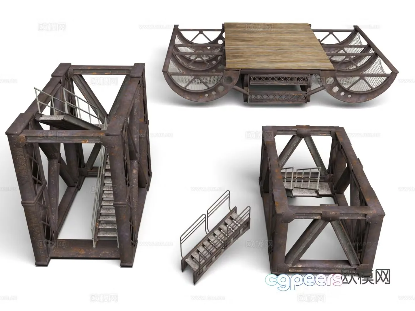 Collection of items props and facilities construction modules items and supplies steel frame iron frame 3D model