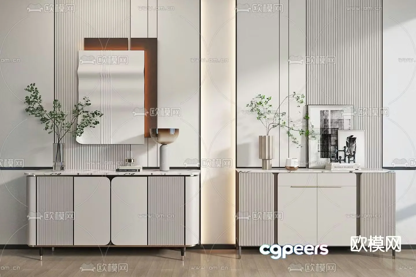Light luxury entrance cabinet Duanjing cabinet 3D model