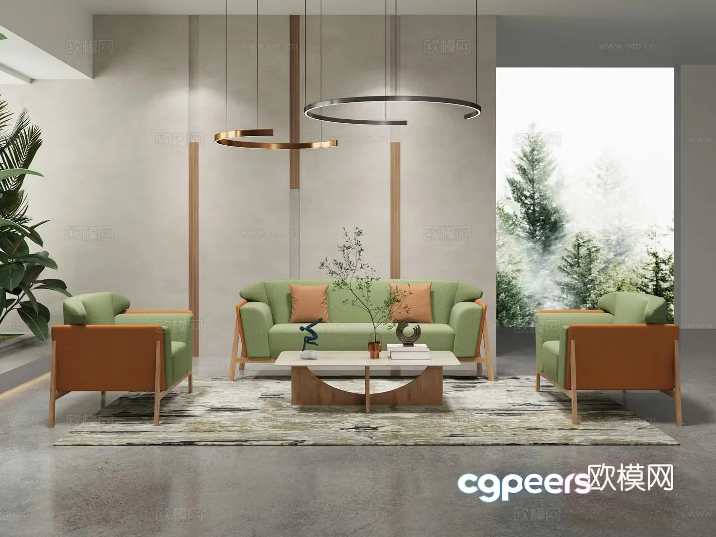 Modern simple sofa CEO executive office sofa reception sofa sofa coffee table combination 3d model