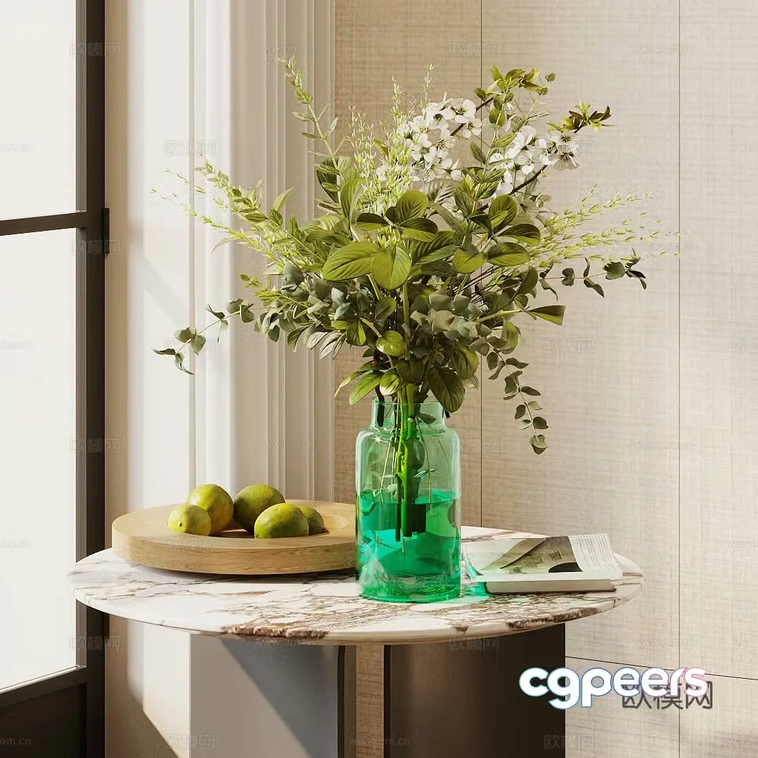 Modern flower art Indoor landscape flower art Living room dining table vase ornaments Hotel lobby flower art ornaments 3D model