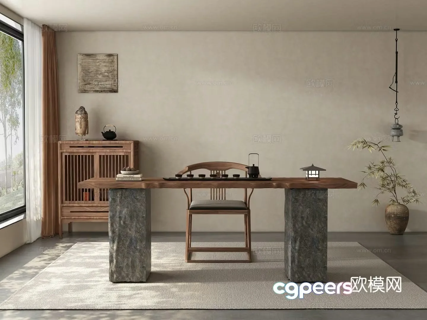 Modern medieval style tea room 3D model