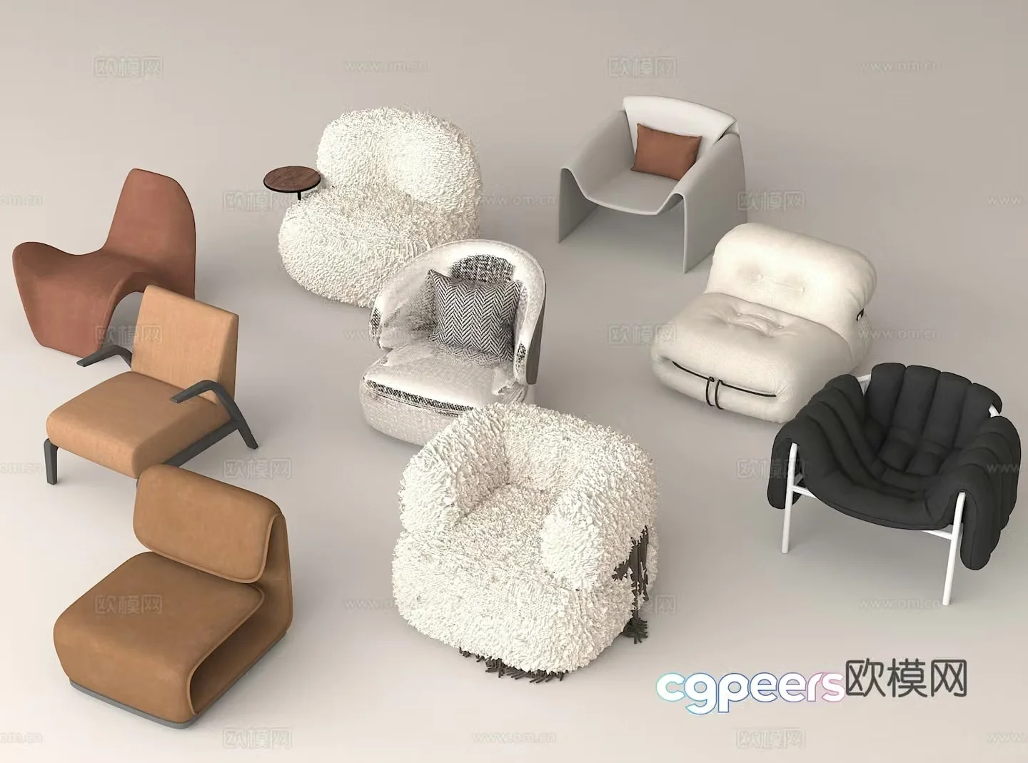 Light luxury furniture creative seat lazy sofa 3d model
