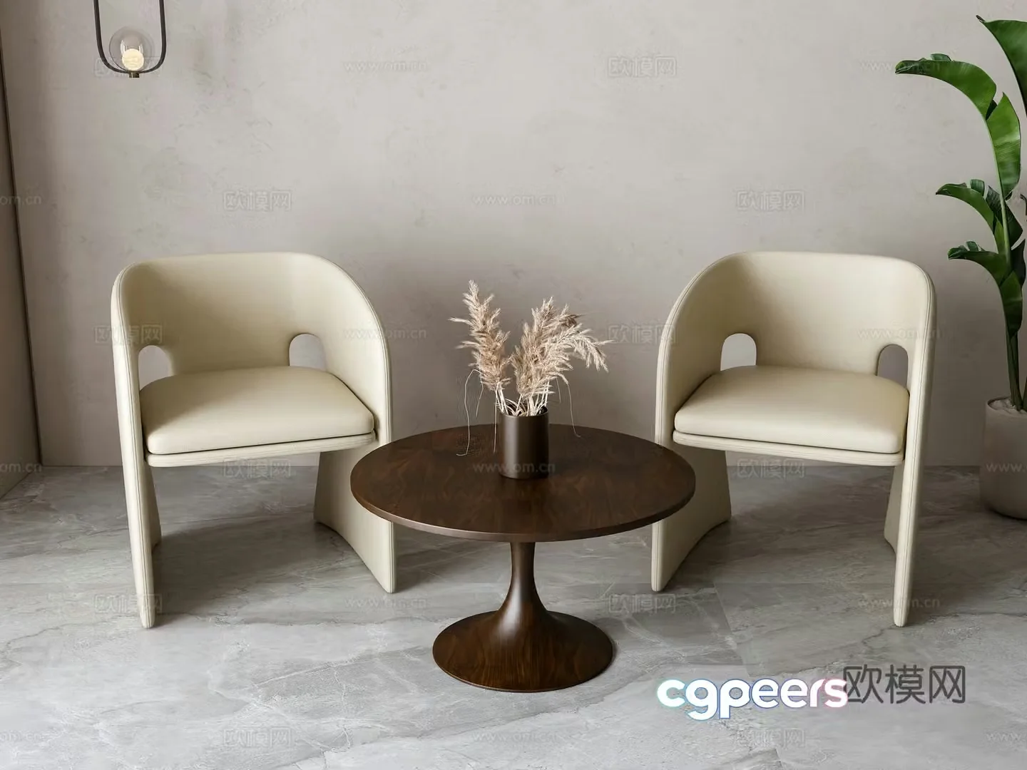 Modern leisure table and chairs 3d model
