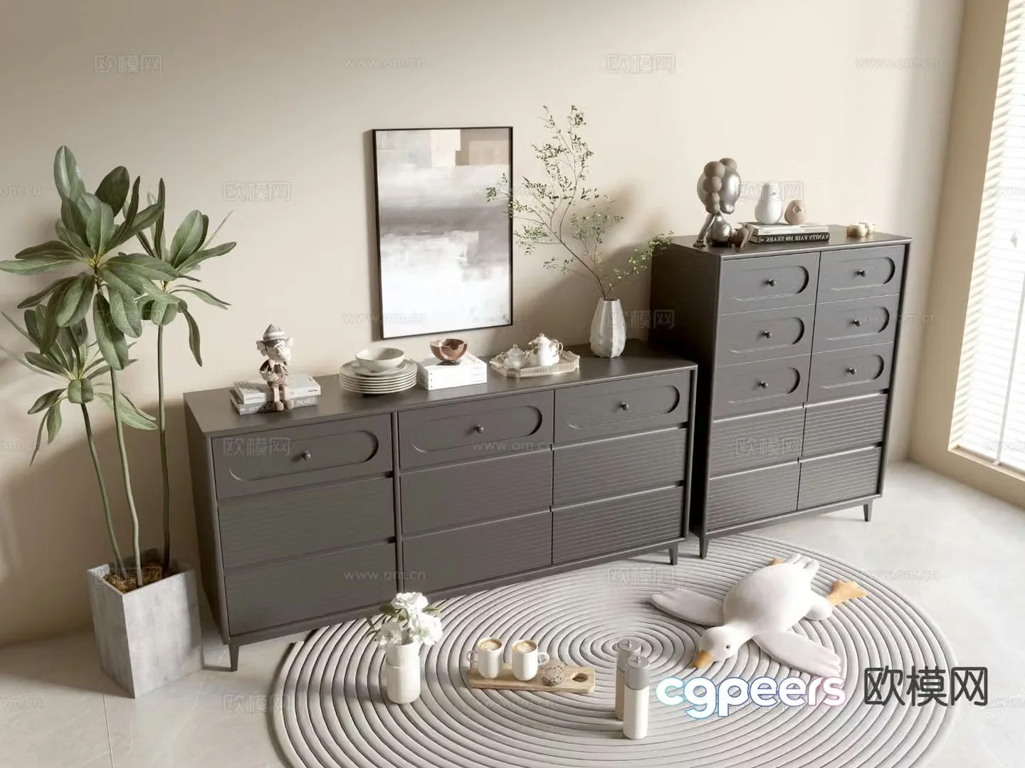 Modern black cabinet storage cabinet entrance cabinet 3d model