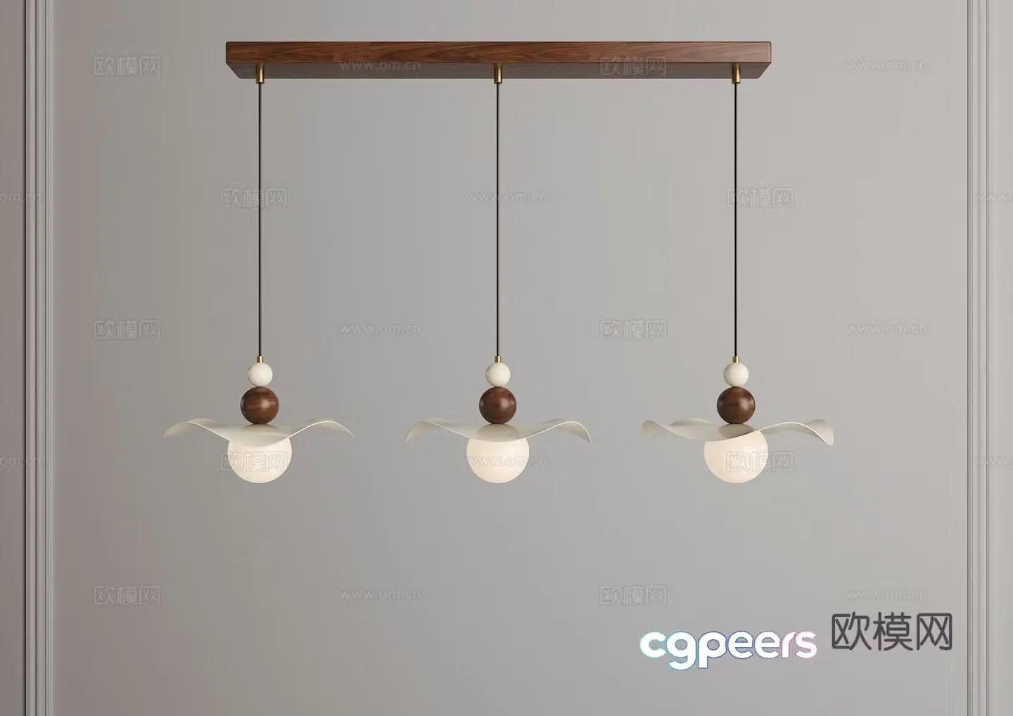 Middle chandeliers creamy chandeliers three-head chandeliers multi-head chandeliers French chandeliers restaurant chandeliers 3D model