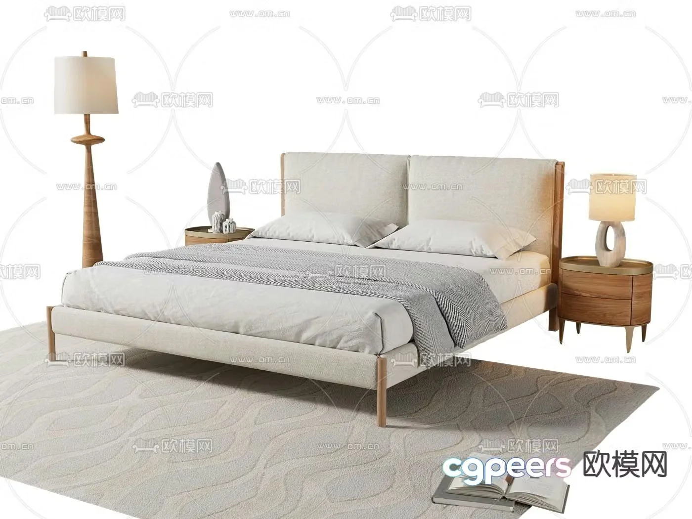 Modern double bed 3d model
