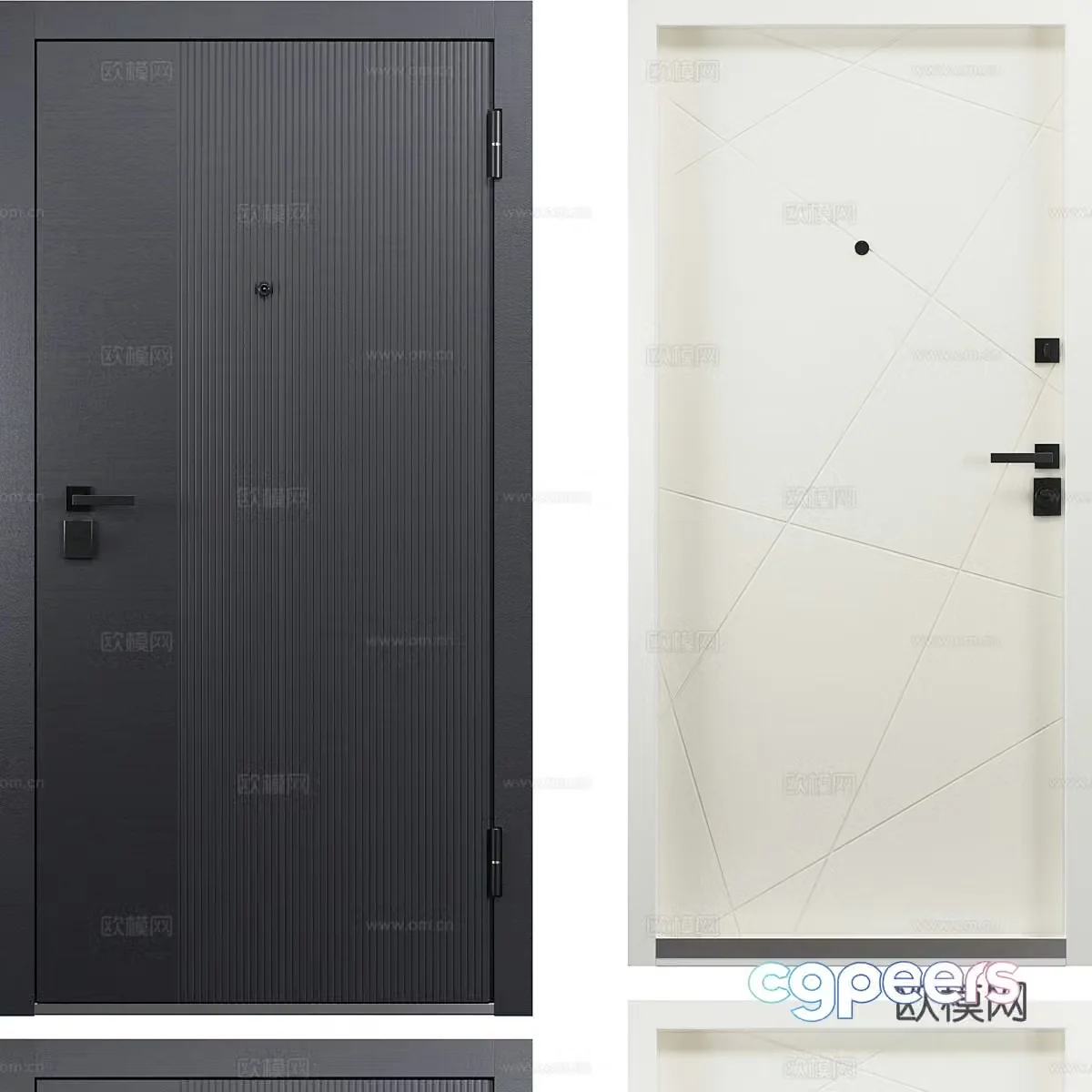 Modern simple room door entrance door bedroom door single-open door 3D model